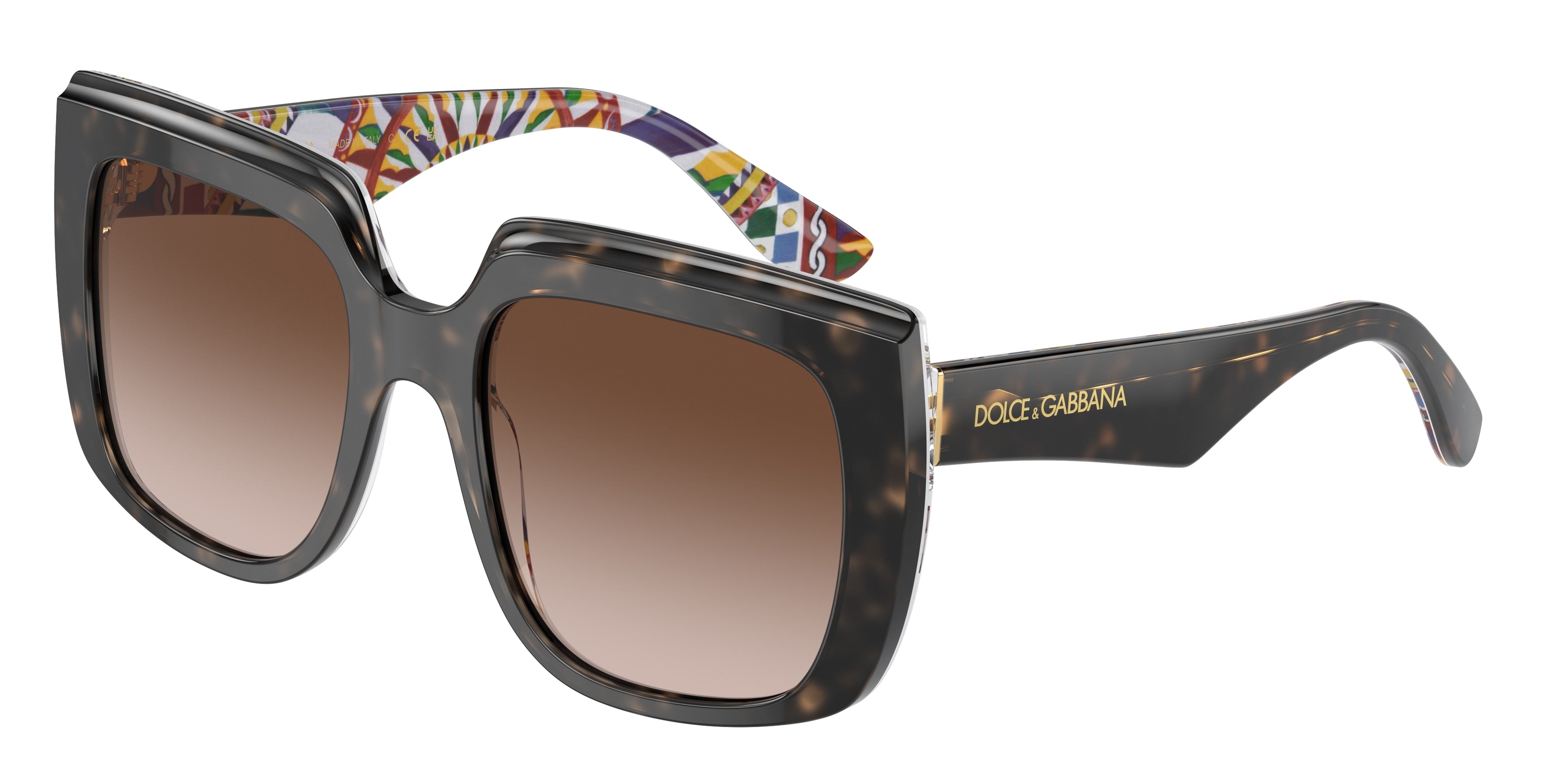 DOLCE & GABBANA DG4414 Square Sunglasses 321713-Havana On White Barrow 54-145-20 - Color Map Tortoise