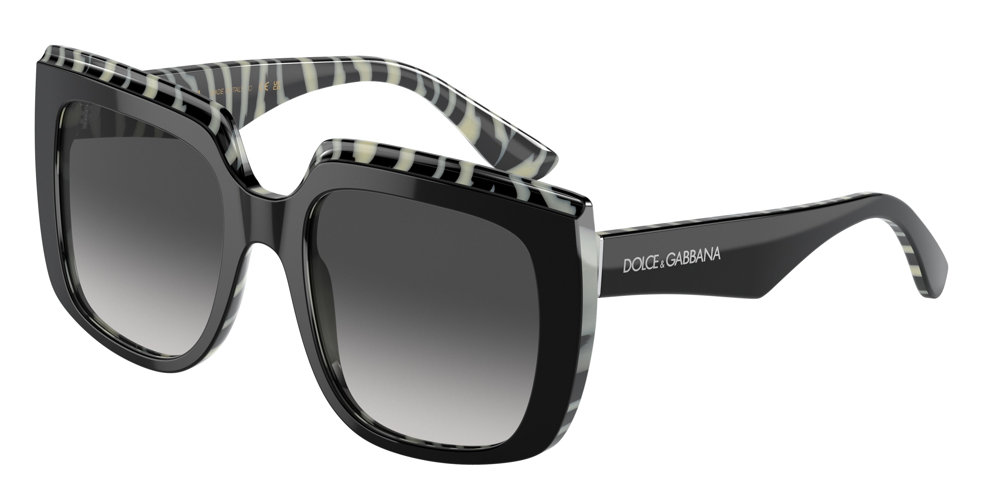 DOLCE & GABBANA DG4414 Square Sunglasses 33728G-Top Black On Zebra 54-145-20 - Color Map Black