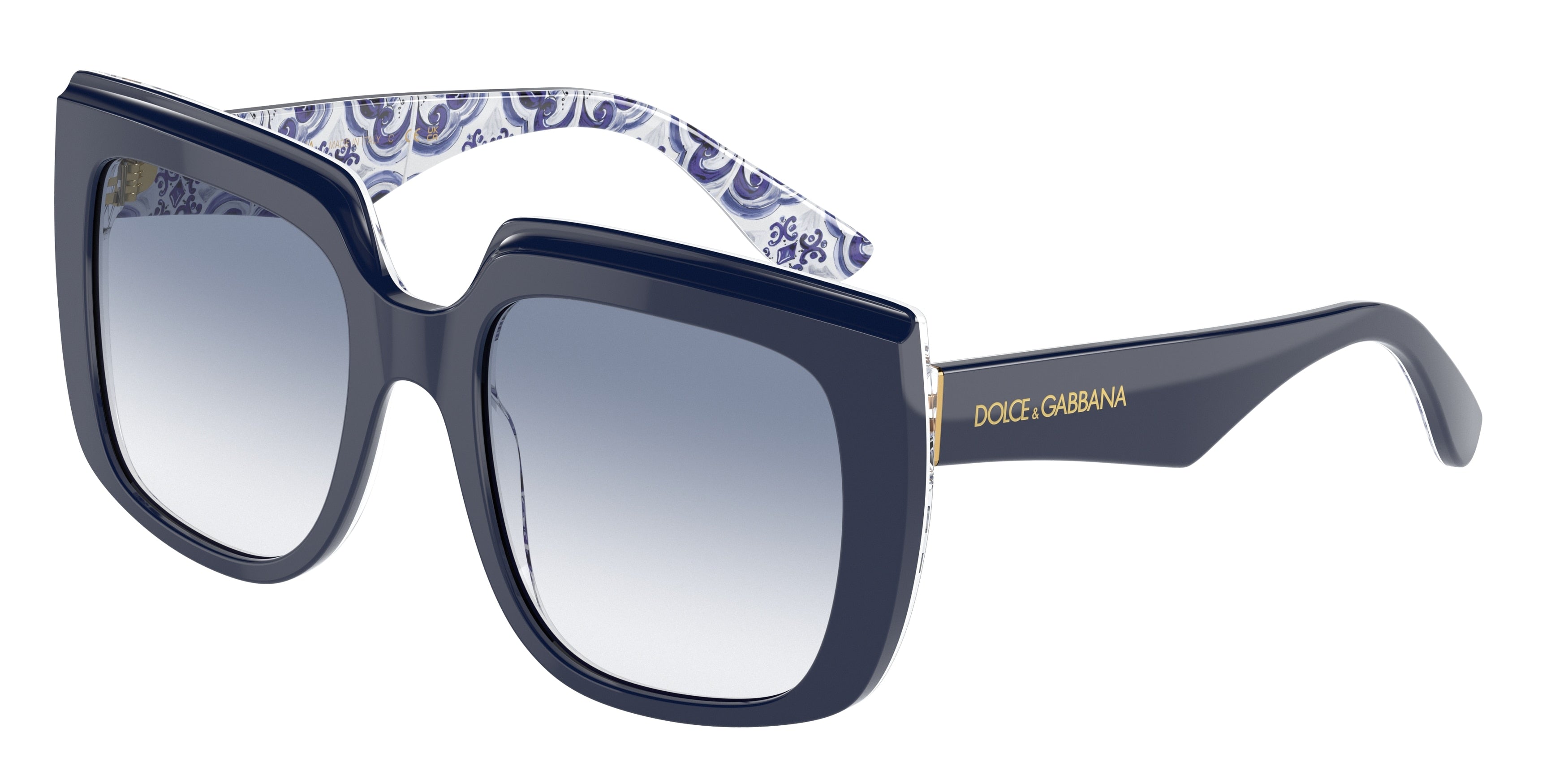 DOLCE & GABBANA DG4414 Square Sunglasses 341419-Blue On Blue Maiolica 54-145-20 - Color Map Blue