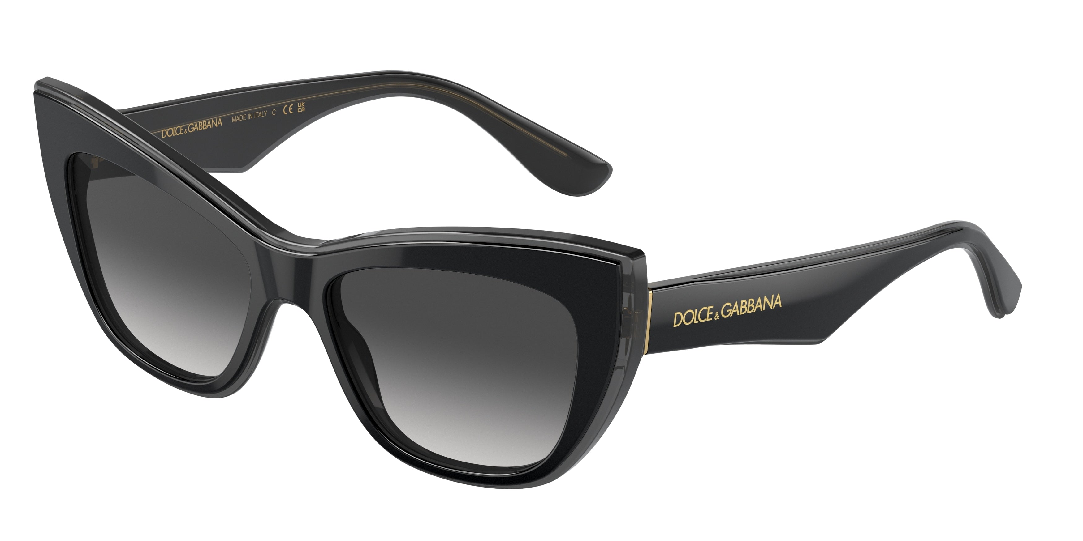 DOLCE & GABBANA DG4417 Cat Eye Sunglasses 32468G-Black/Transparent Grey 54-145-17 - Color Map Black