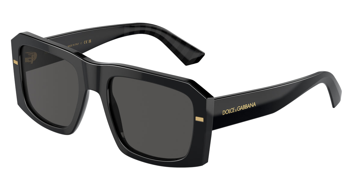 DOLCE & GABBANA DG4430F Square Sunglasses 501/87-Black 54-145-20 - Color Map Black