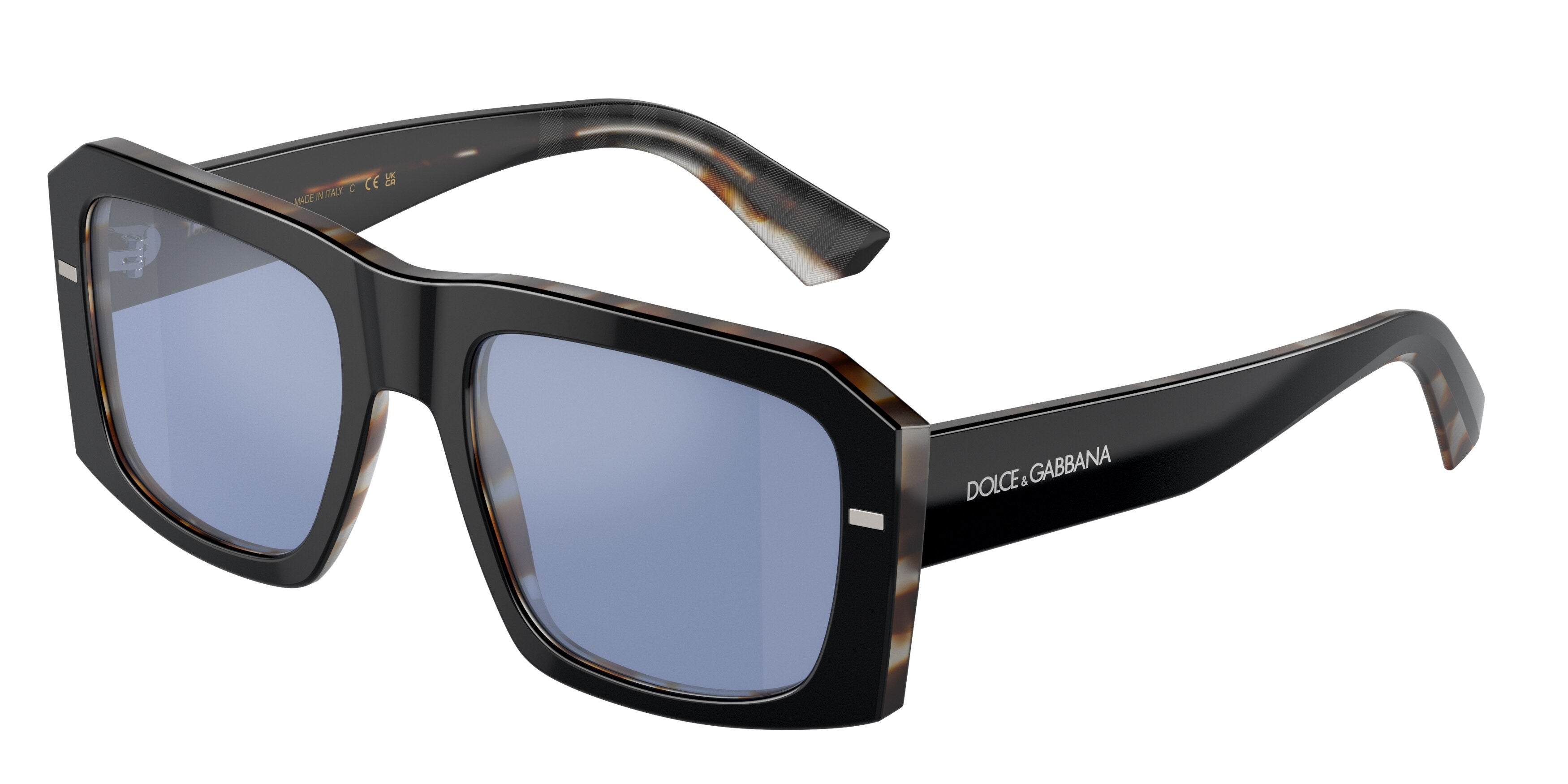 DOLCE & GABBANA DG4430 Square Sunglasses 34031U-Black On Grey Havana 54-145-20 - Color Map Black