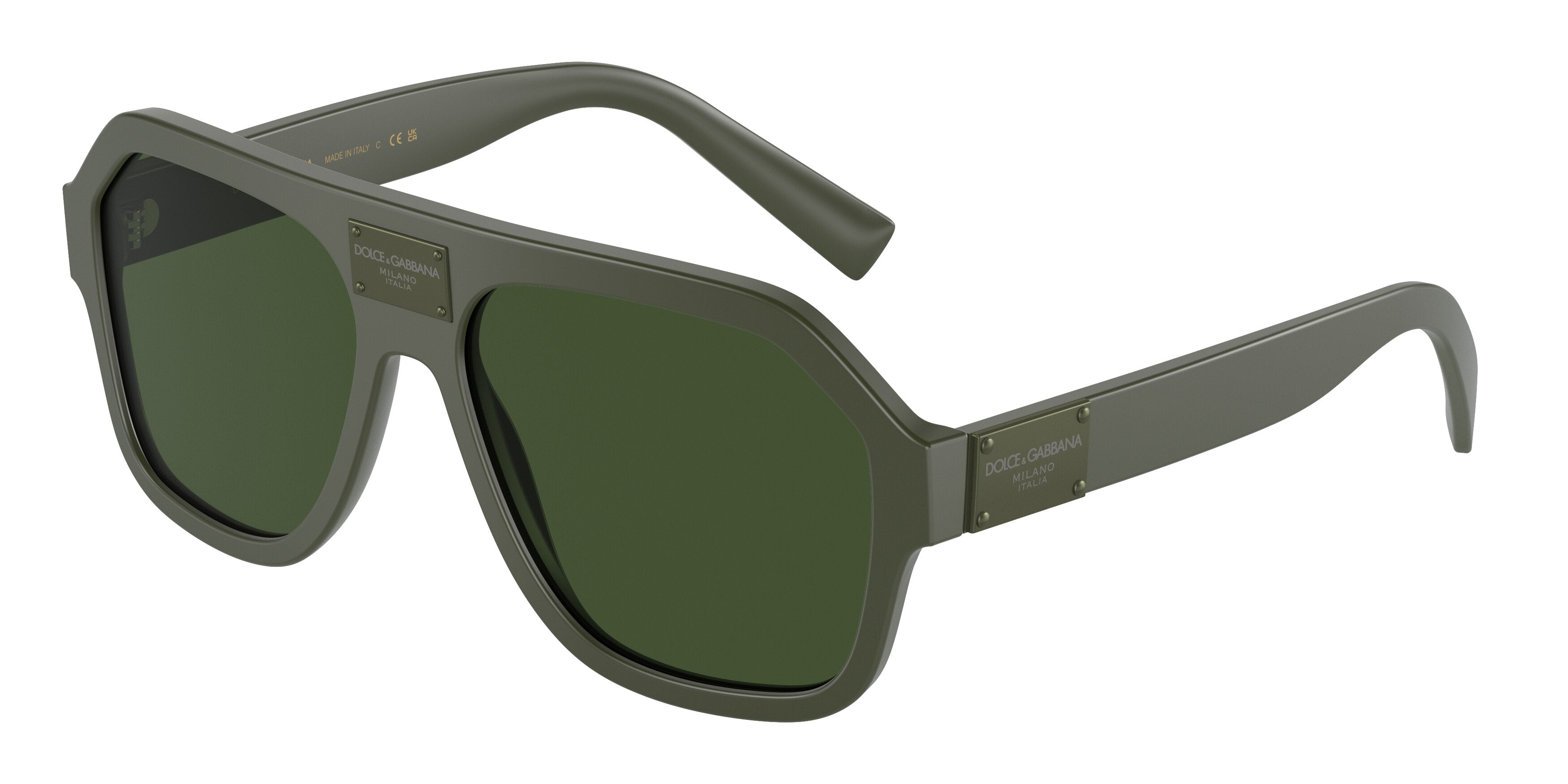 DOLCE & GABBANA DG4433F Pilot Sunglasses 329771-Matte Dark Green 58-145-16 - Color Map Green