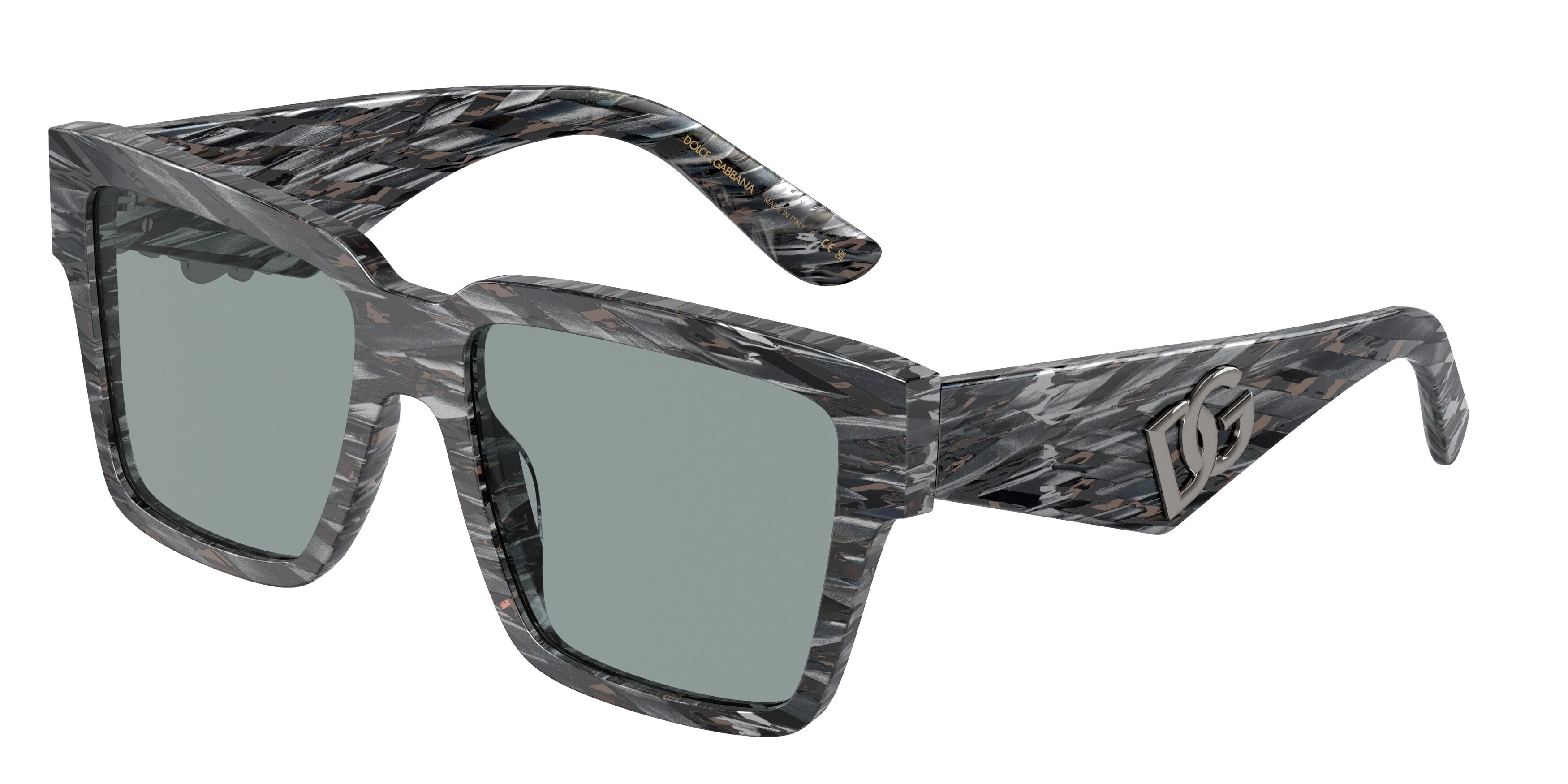 DOLCE & GABBANA DG4436 Square Sunglasses 318787-Striped Black 55-145-17 - Color Map Black