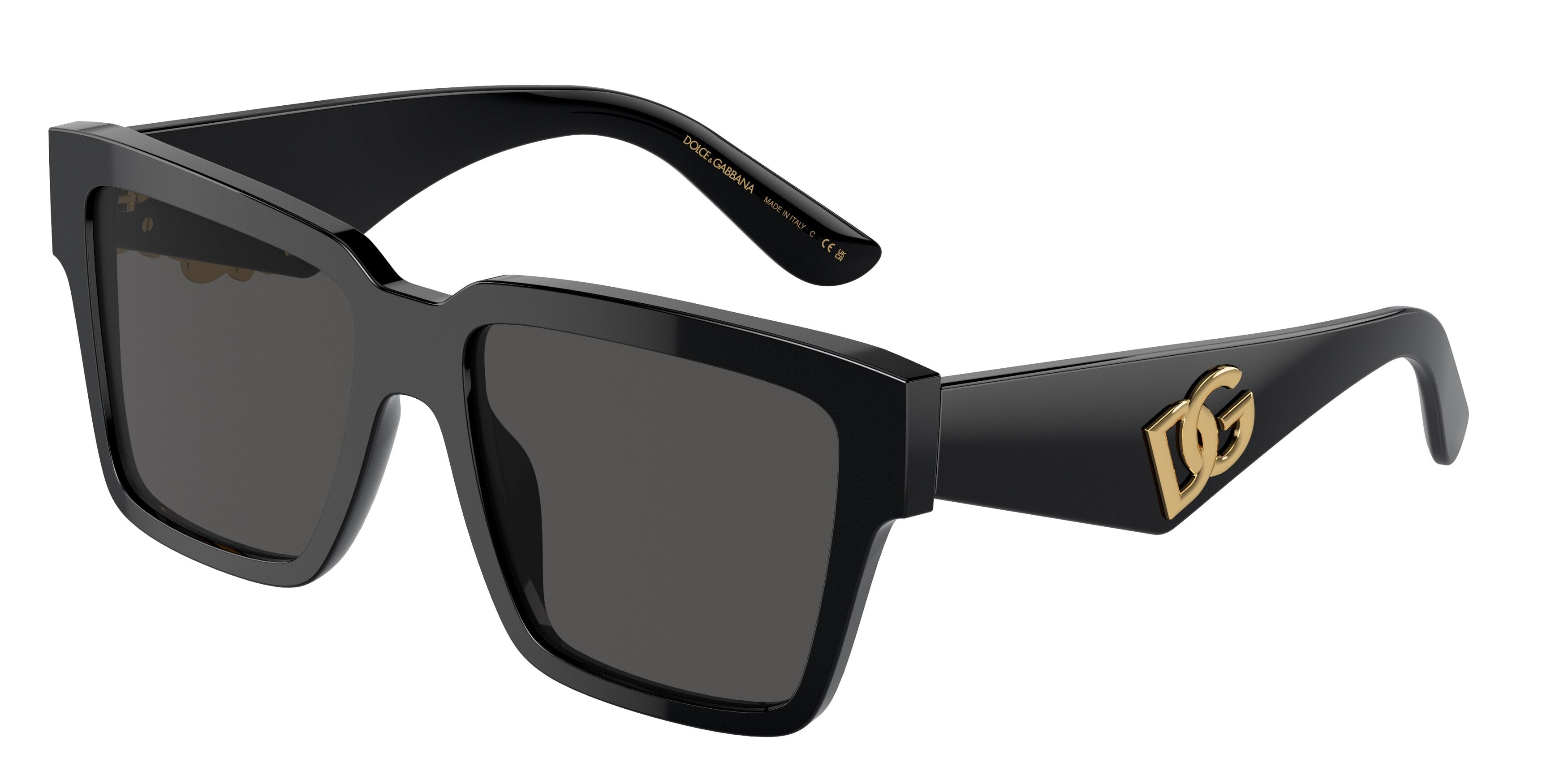 DOLCE & GABBANA DG4436 Square Sunglasses 501/87-Black 55-145-17 - Color Map Black