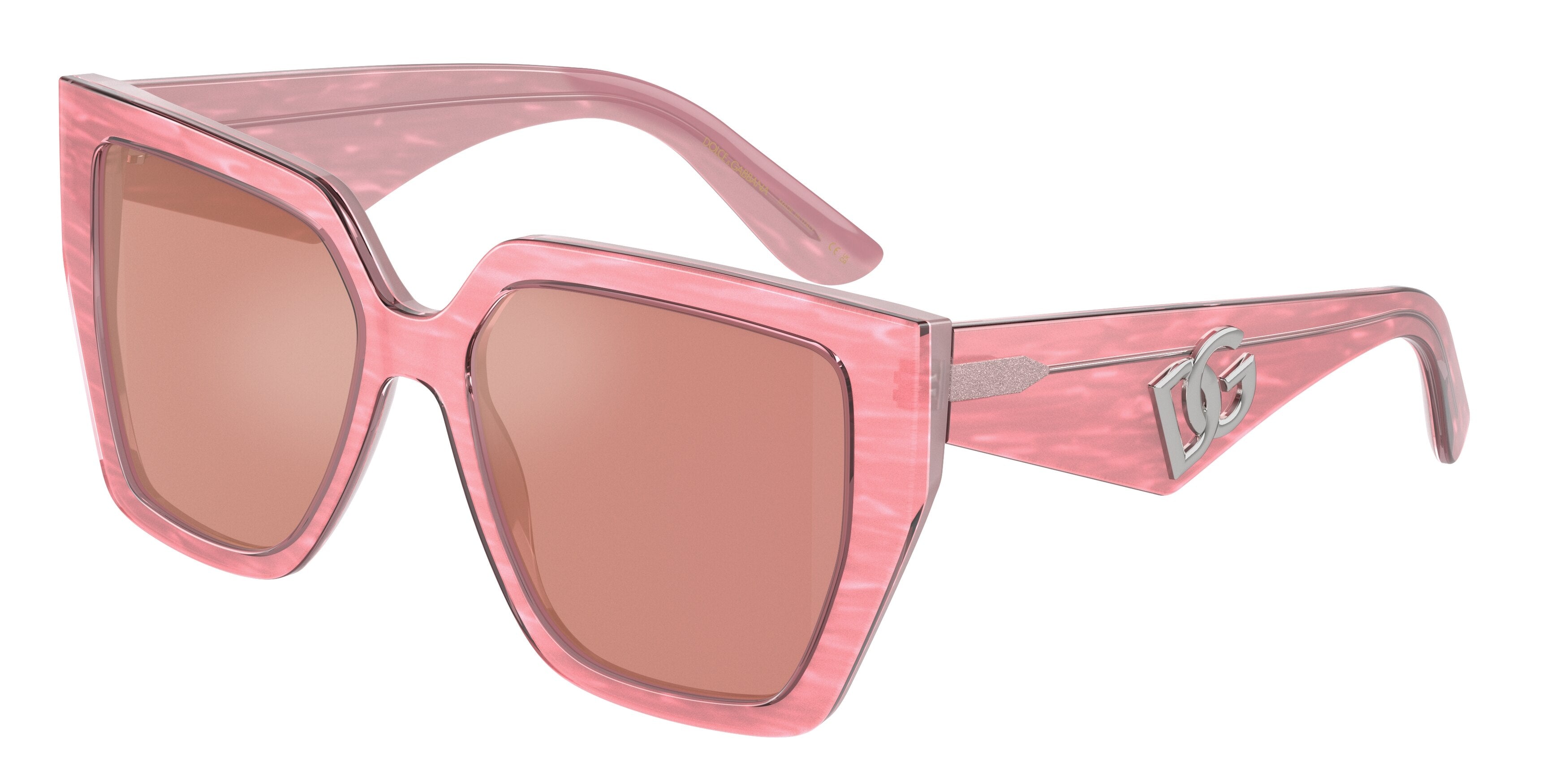 DOLCE & GABBANA DG4438F Square Sunglasses 3405A4-Fleur Pink 55-145-17 - Color Map Pink