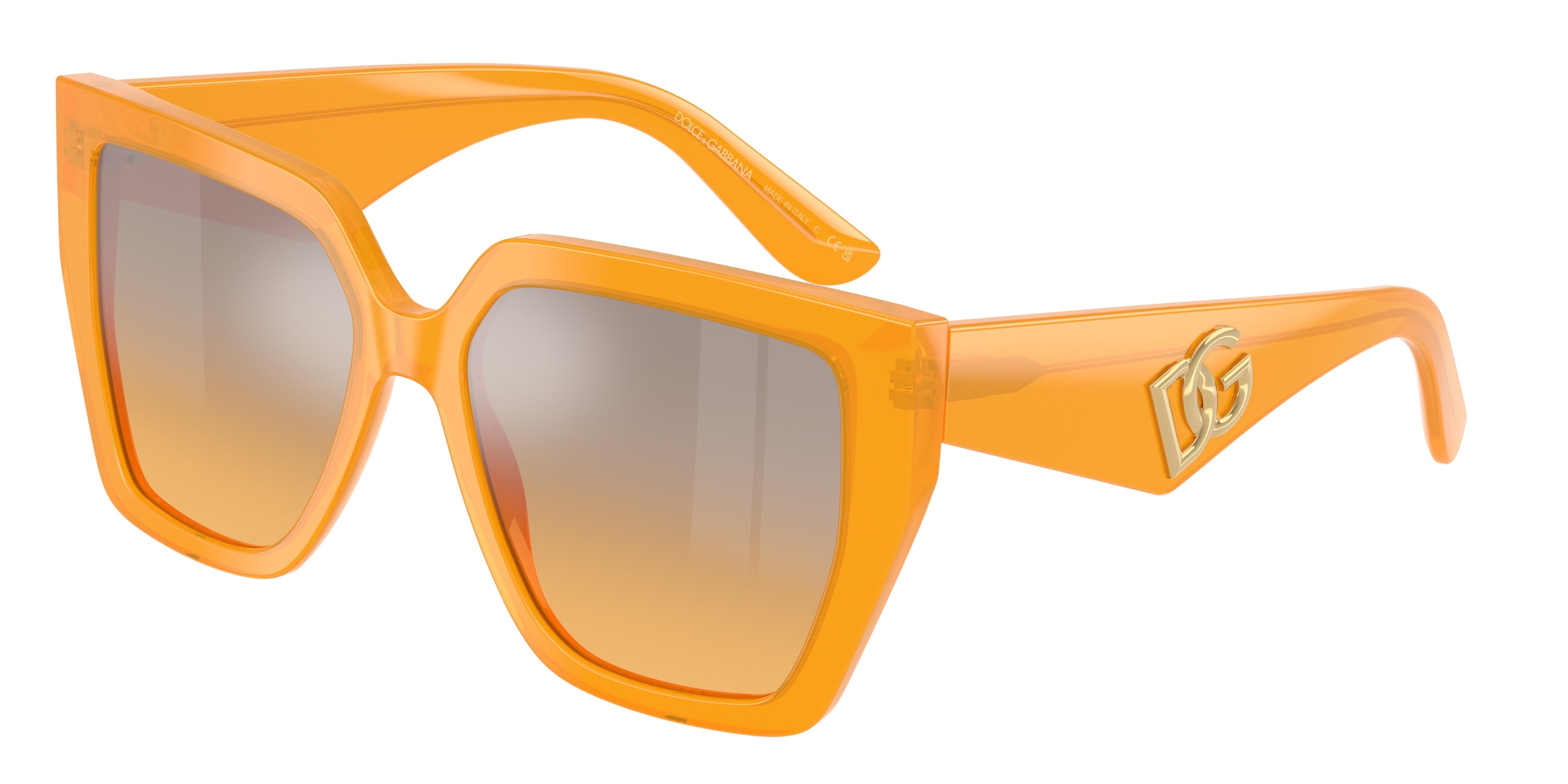 DOLCE & GABBANA DG4438 Square Sunglasses 30467H-Opal Orange 55-145-17 - Color Map Orange