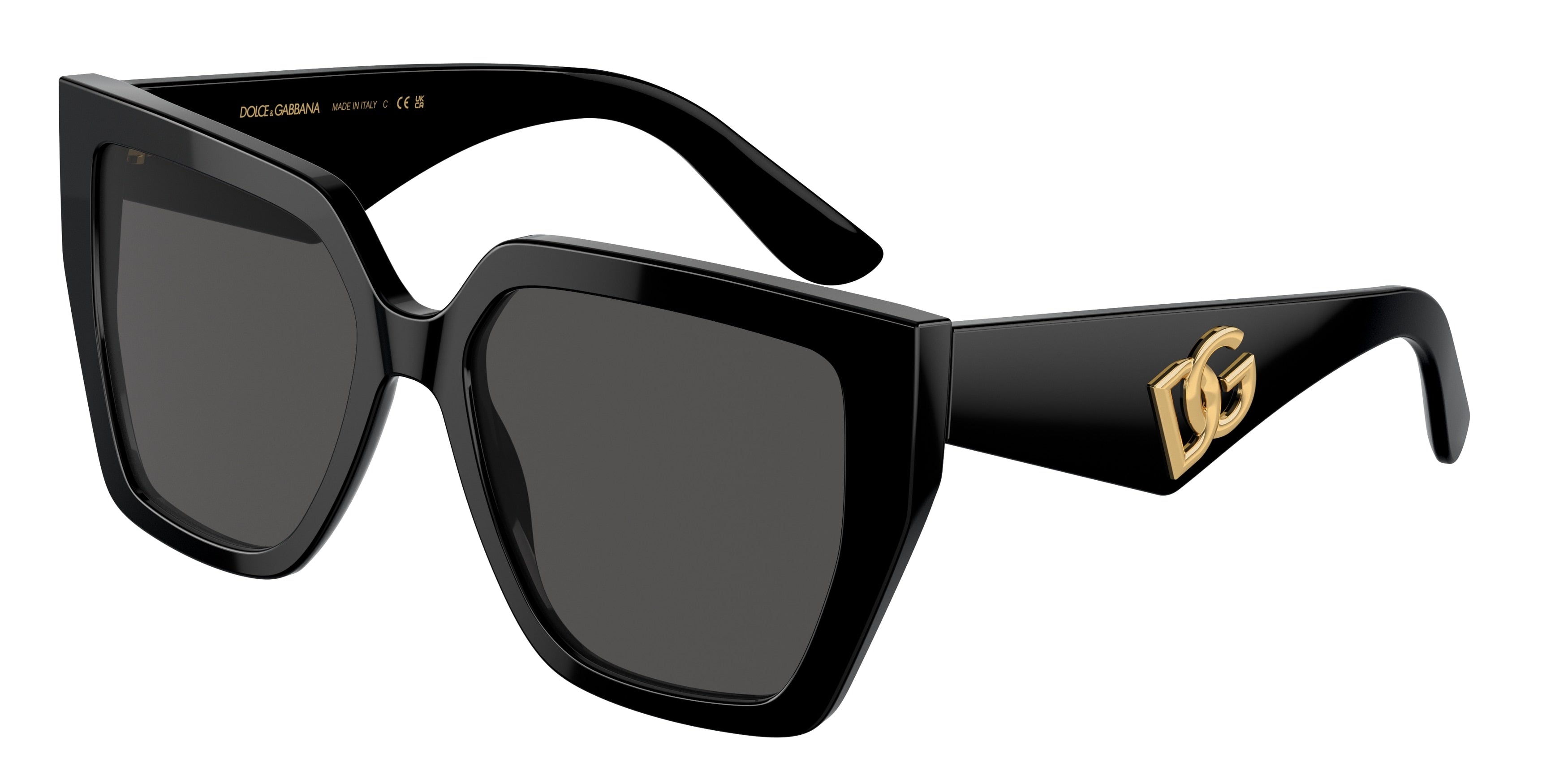 DOLCE & GABBANA DG4438 Square Sunglasses 501/87-Black 55-145-17 - Color Map Black