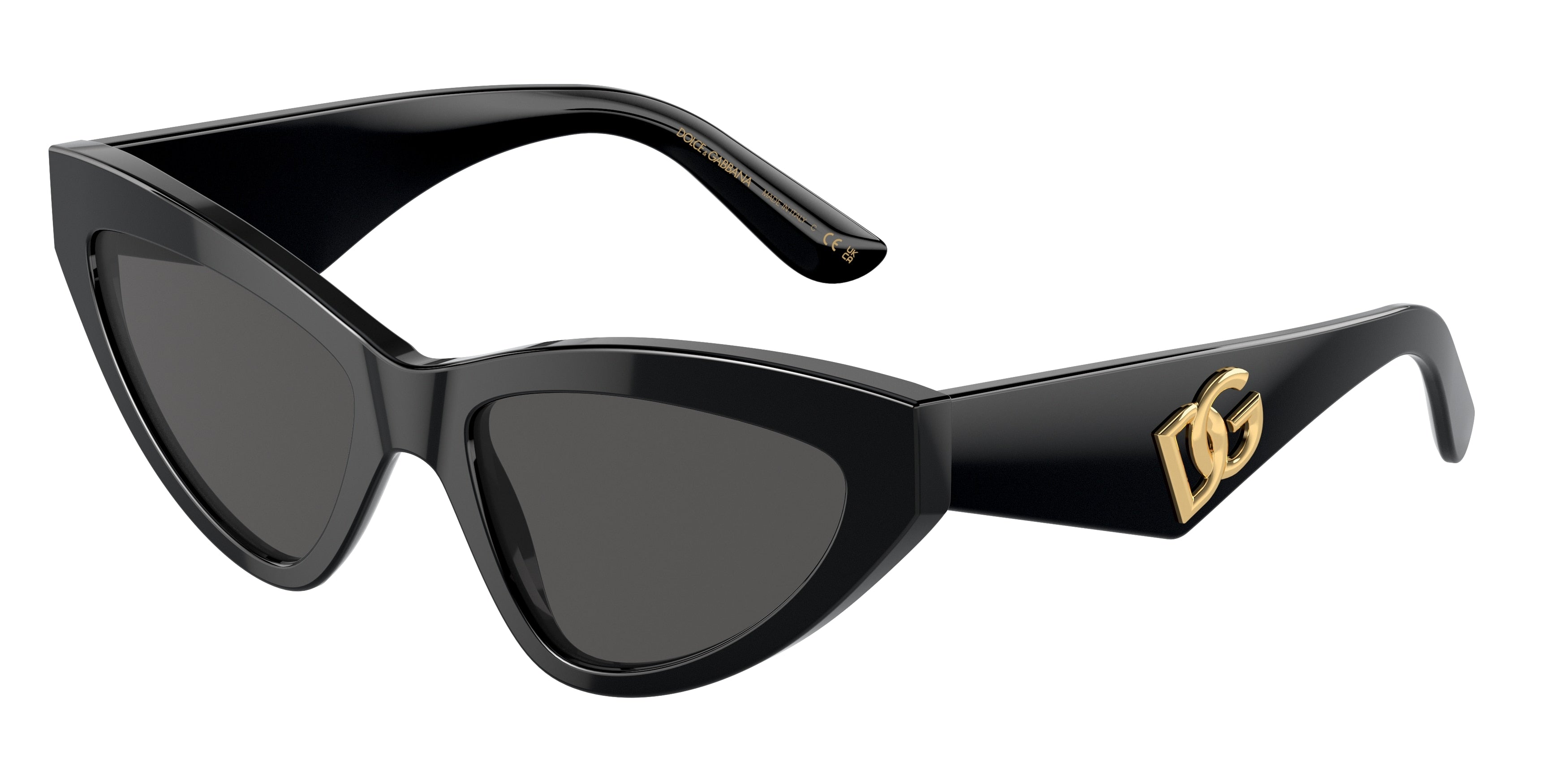 DOLCE & GABBANA DG4439 Cat Eye Sunglasses 501/87-Black 55-145-18 - Color Map Black