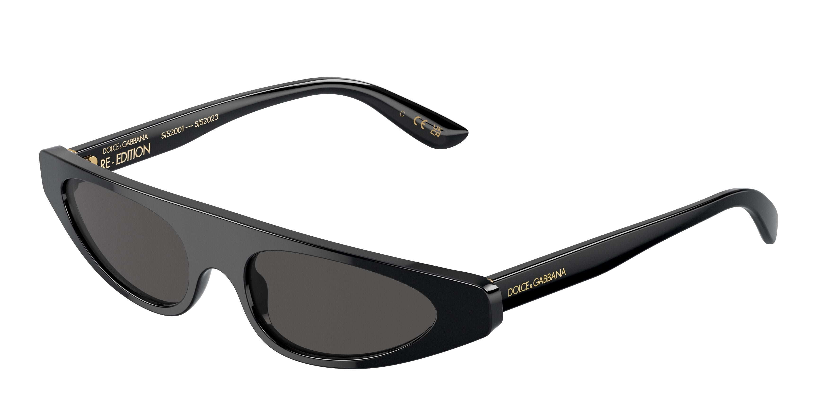 DOLCE & GABBANA DG4442 Rectangle Sunglasses 501/87-Black 52-140-17 - Color Map Black