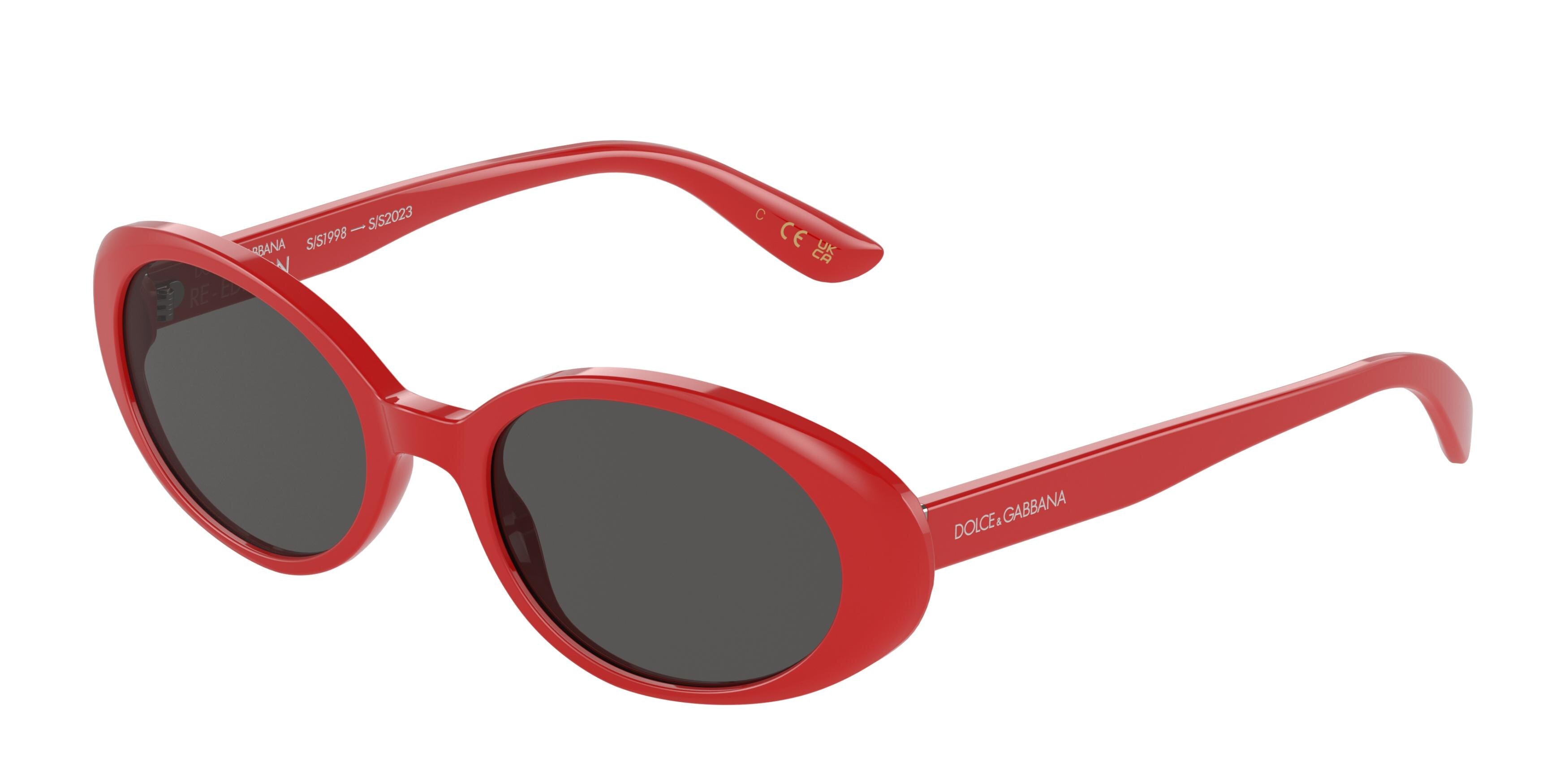 DOLCE & GABBANA DG4443 Oval Sunglasses 308887-Red 52-140-19 - Color Map Red