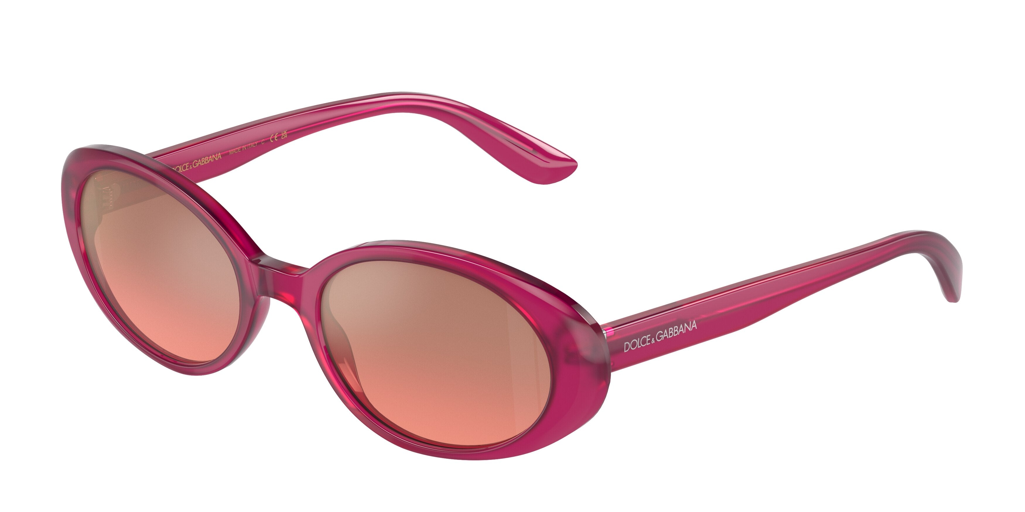 DOLCE & GABBANA DG4443 Oval Sunglasses 32266F-Milky Pink 52-140-19 - Color Map Pink