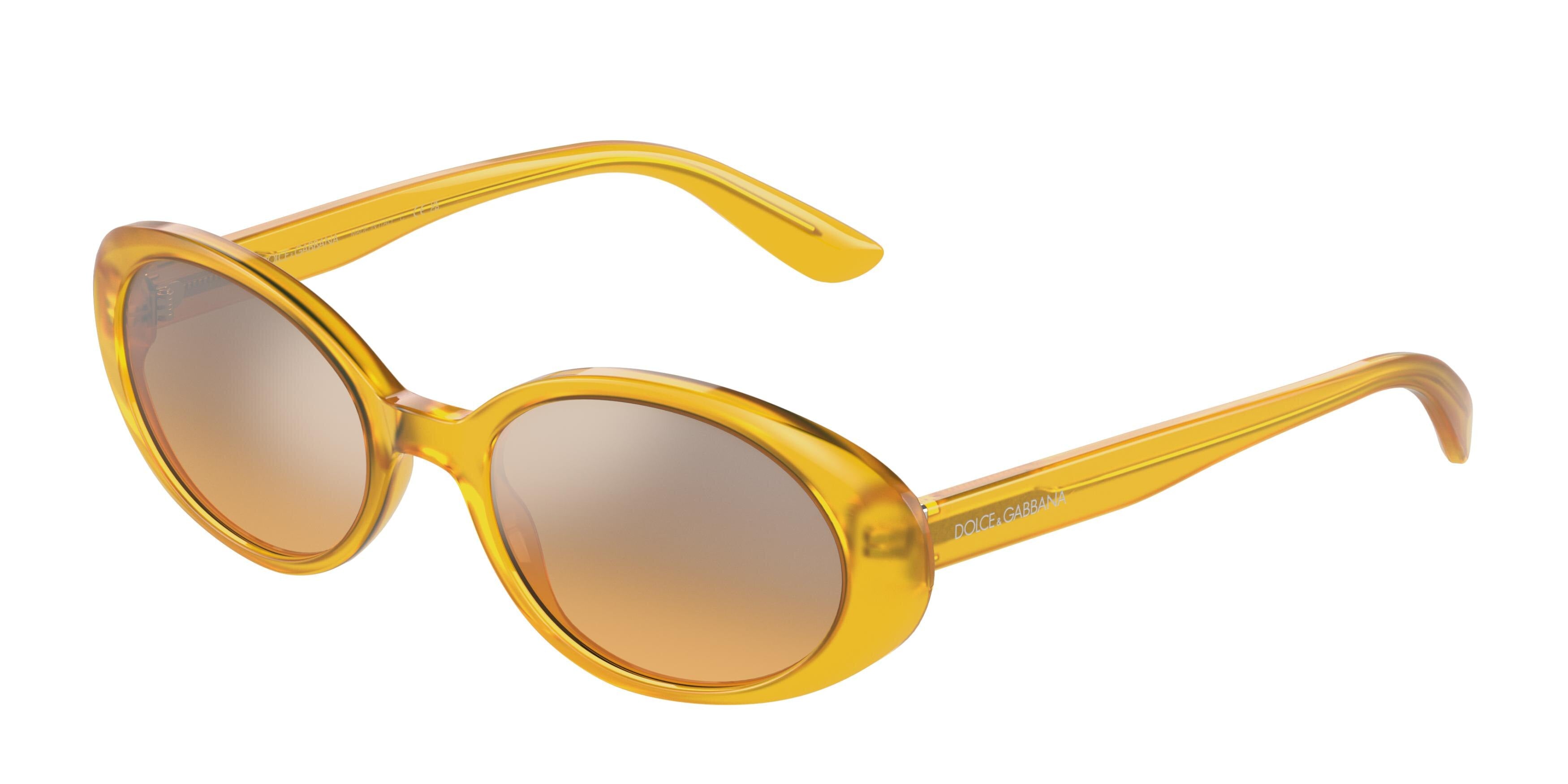 DOLCE & GABBANA DG4443 Oval Sunglasses 32837H-Milky Yellow 52-140-19 - Color Map Yellow