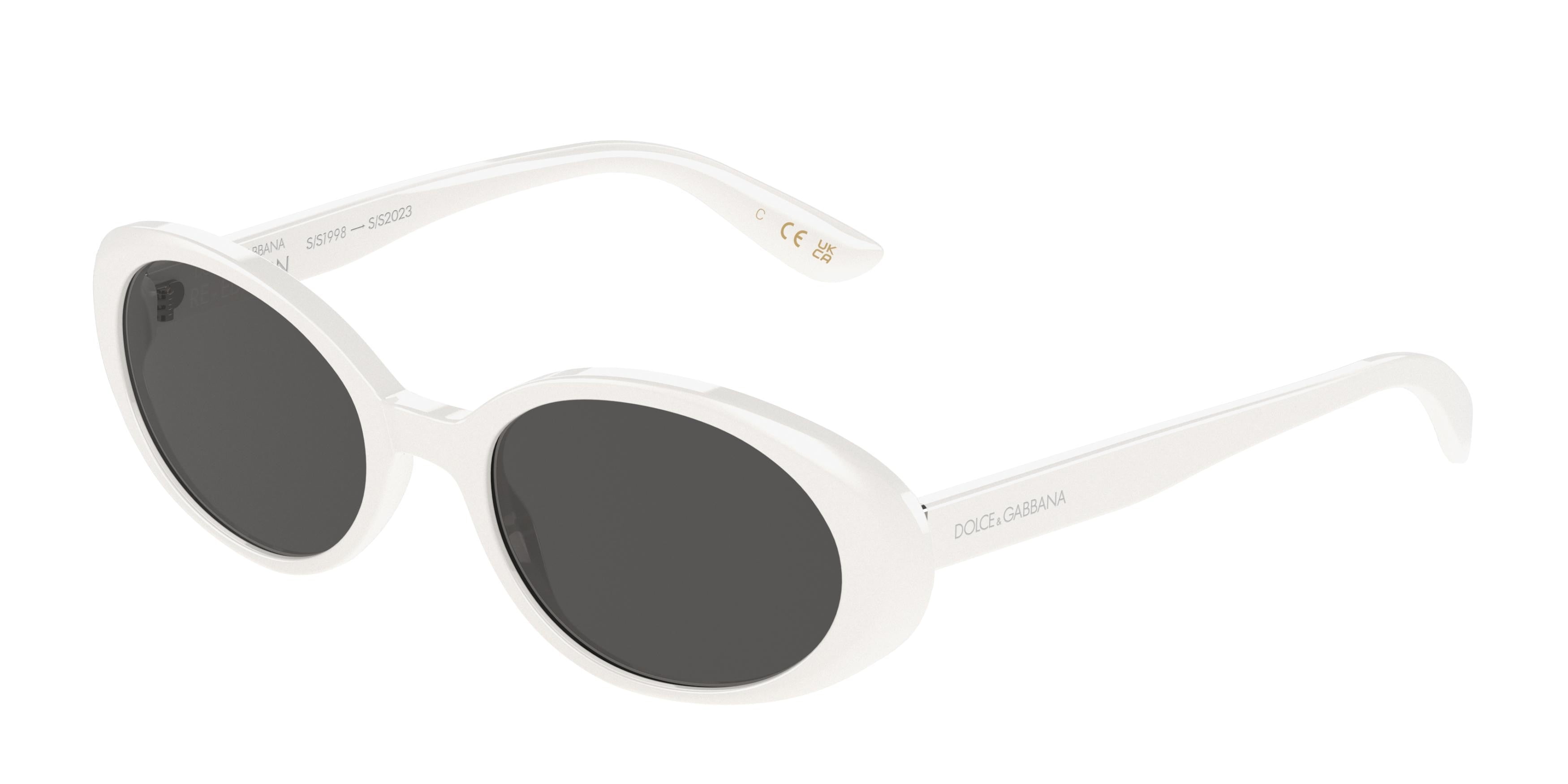 DOLCE & GABBANA DG4443 Oval Sunglasses 331287-White 52-140-19 - Color Map White