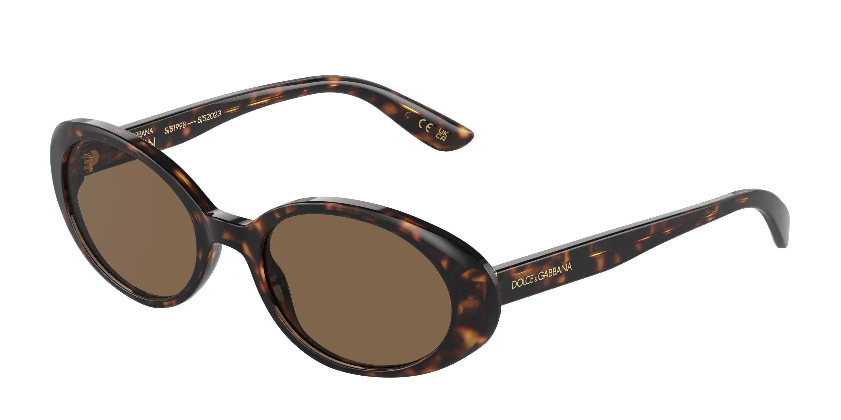 DOLCE & GABBANA DG4443 Oval Sunglasses 502/73-Havana 52-140-19 - Color Map Tortoise