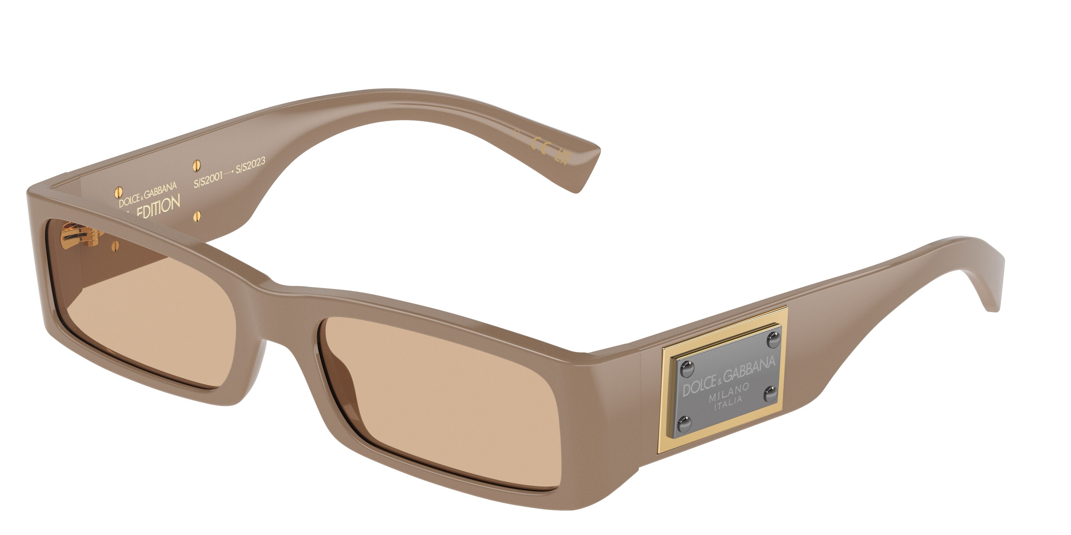 DOLCE & GABBANA DG4444 Rectangle Sunglasses 328473-Camel 55-140-18 - Color Map Brown