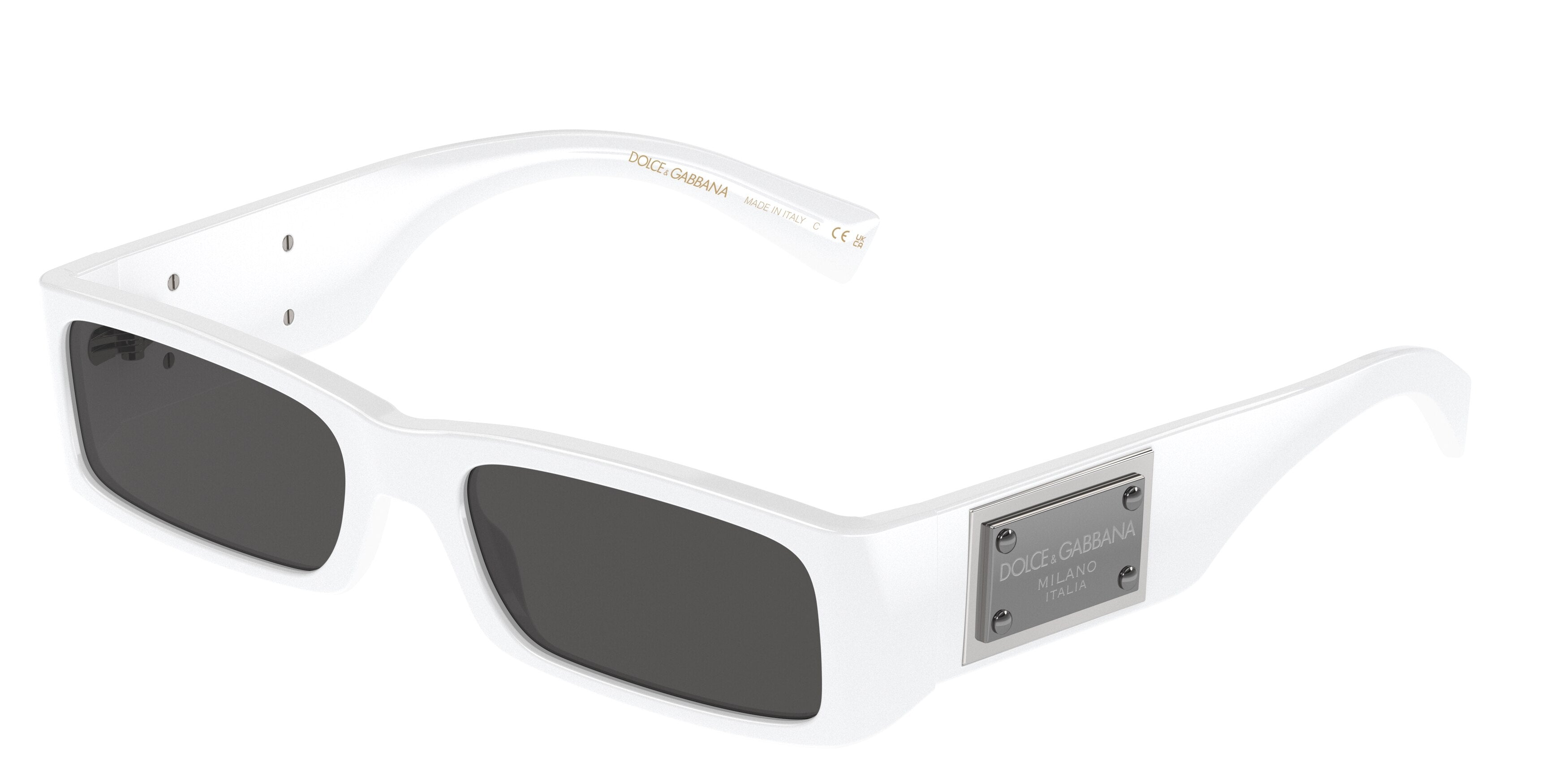 DOLCE & GABBANA DG4444 Rectangle Sunglasses 331287-White 55-140-18 - Color Map White