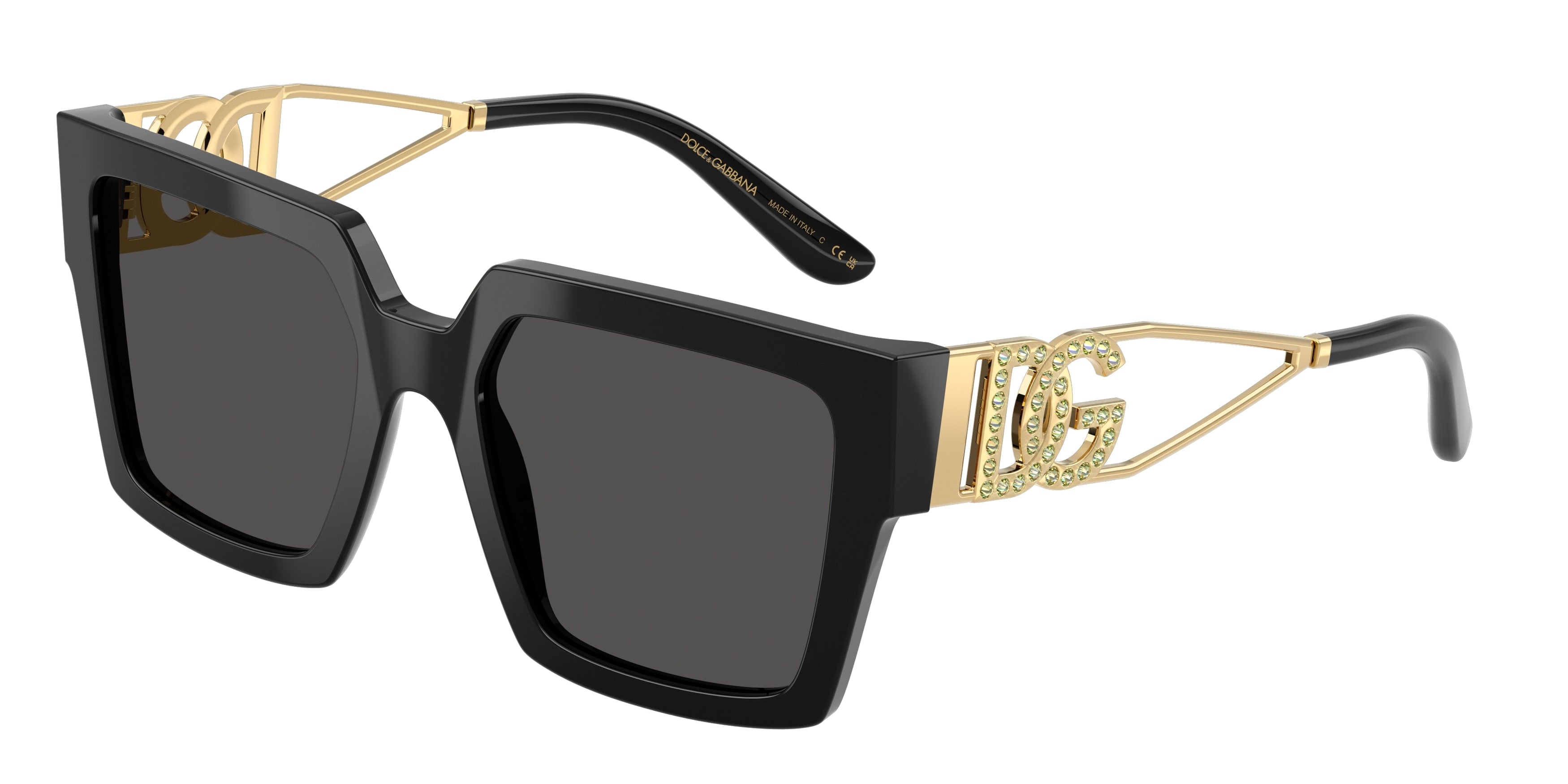 DOLCE & GABBANA DG4446B Square Sunglasses  335587-Black 53-145-19 - Color Map Black