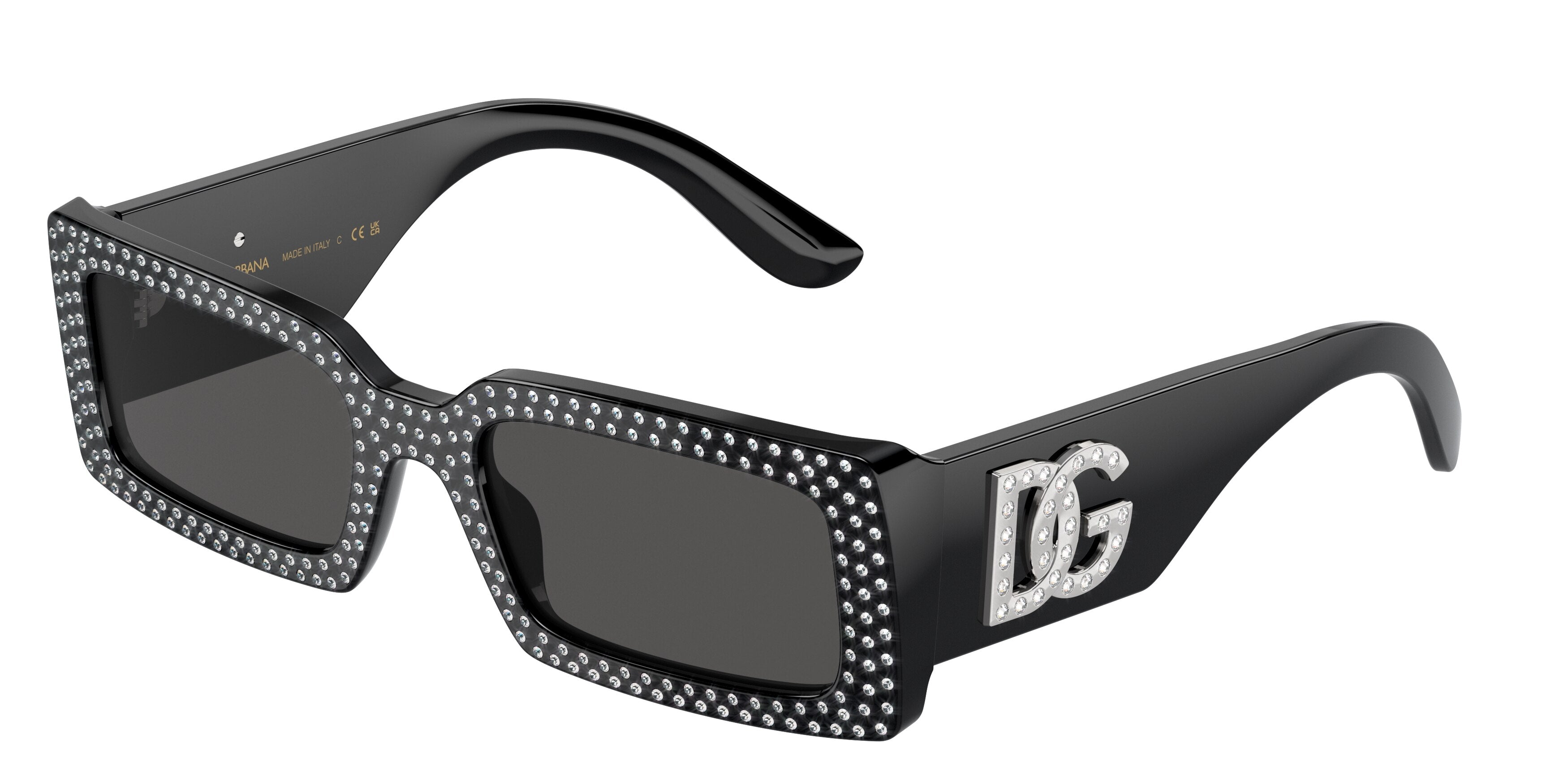 DOLCE & GABBANA DG4447B Rectangle Sunglasses 501/87-Black 53-140-20 - Color Map Black