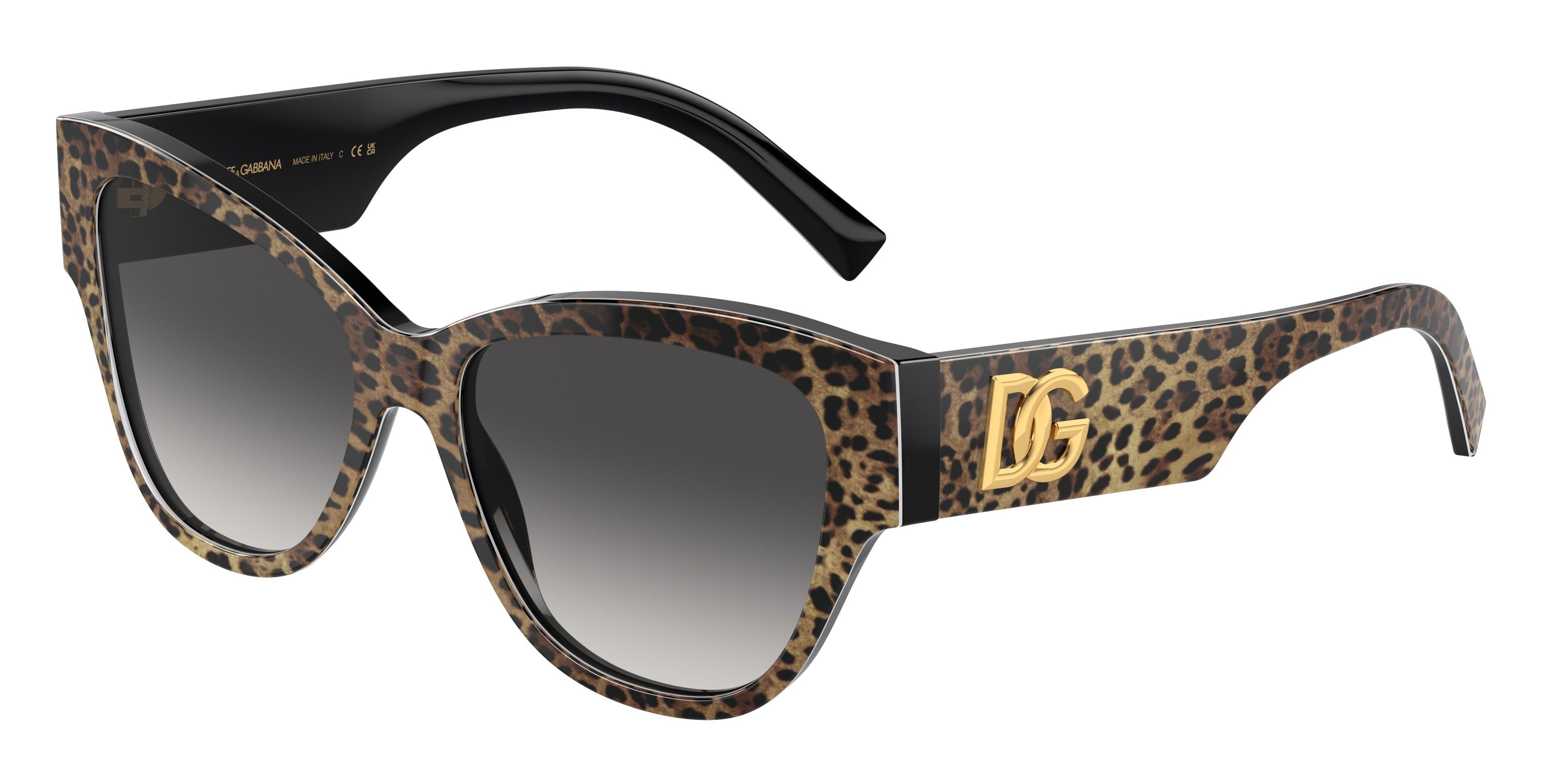 DOLCE & GABBANA DG4449 Butterfly Sunglasses 31638G-Leo Brown On Black 54-145-16 - Color Map Brown