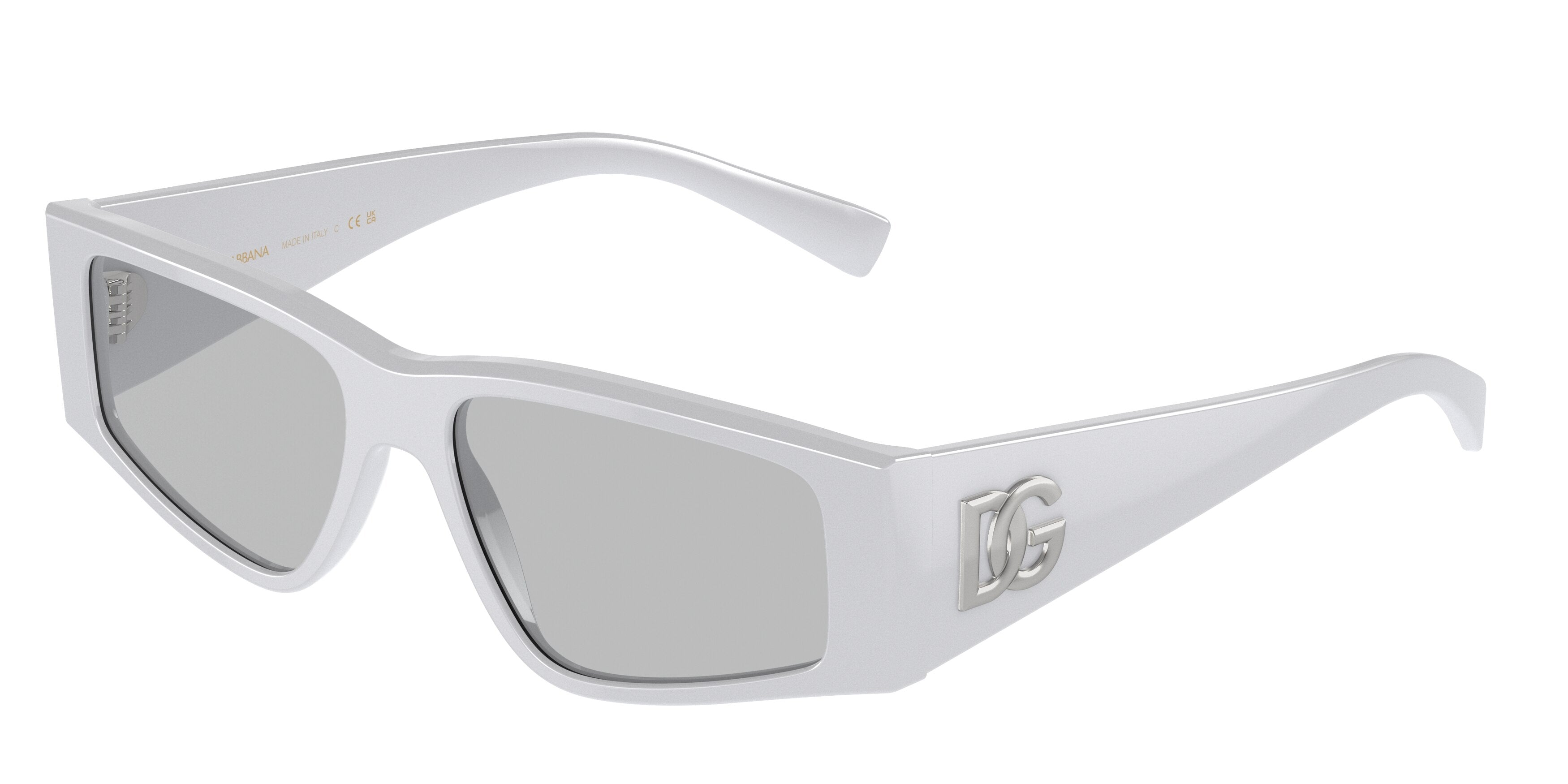 DOLCE & GABBANA DG4453F Rectangle Sunglasses 341887-Light Grey 55-145-16 - Color Map Grey