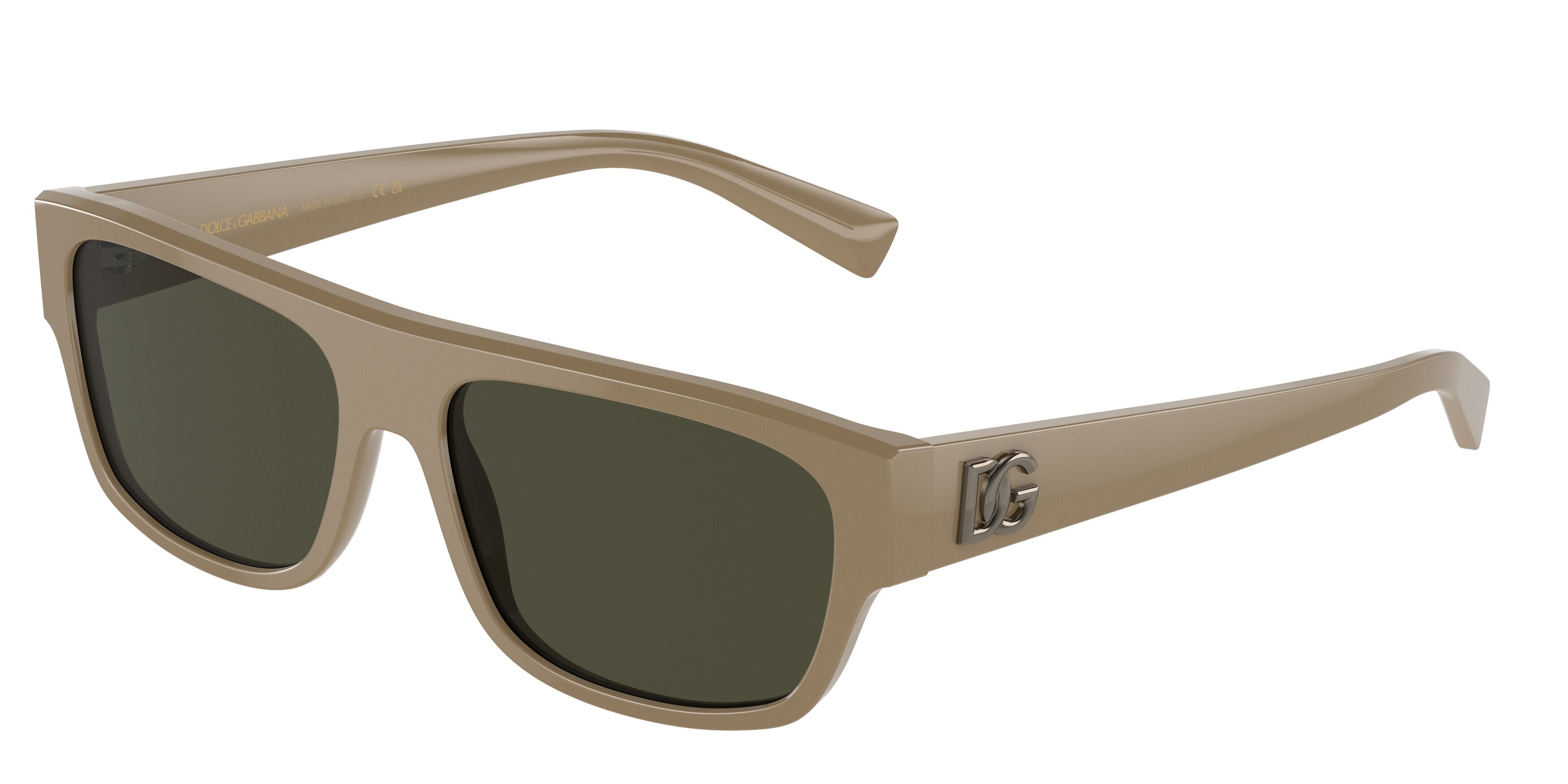 DOLCE & GABBANA DG4455 Rectangle Sunglasses 332982-Kaki 57-145-16 - Color Map Brown