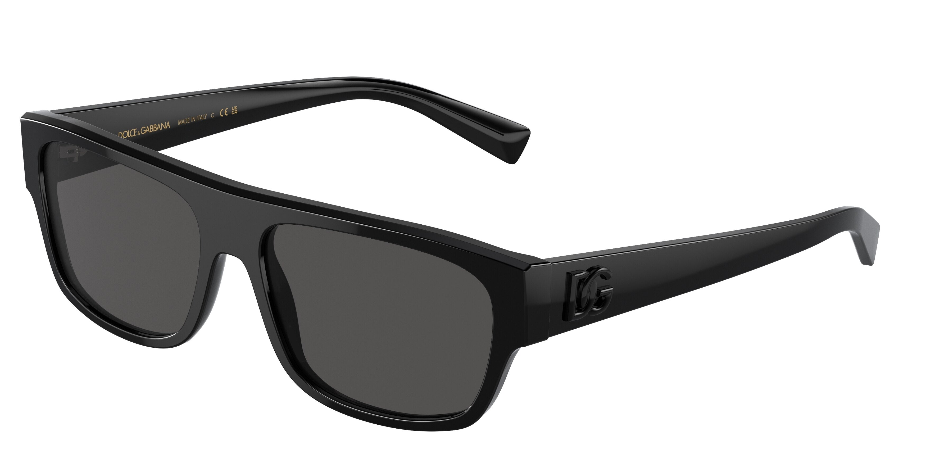 DOLCE & GABBANA DG4455 Rectangle Sunglasses 501/87-Black 57-145-16 - Color Map Black