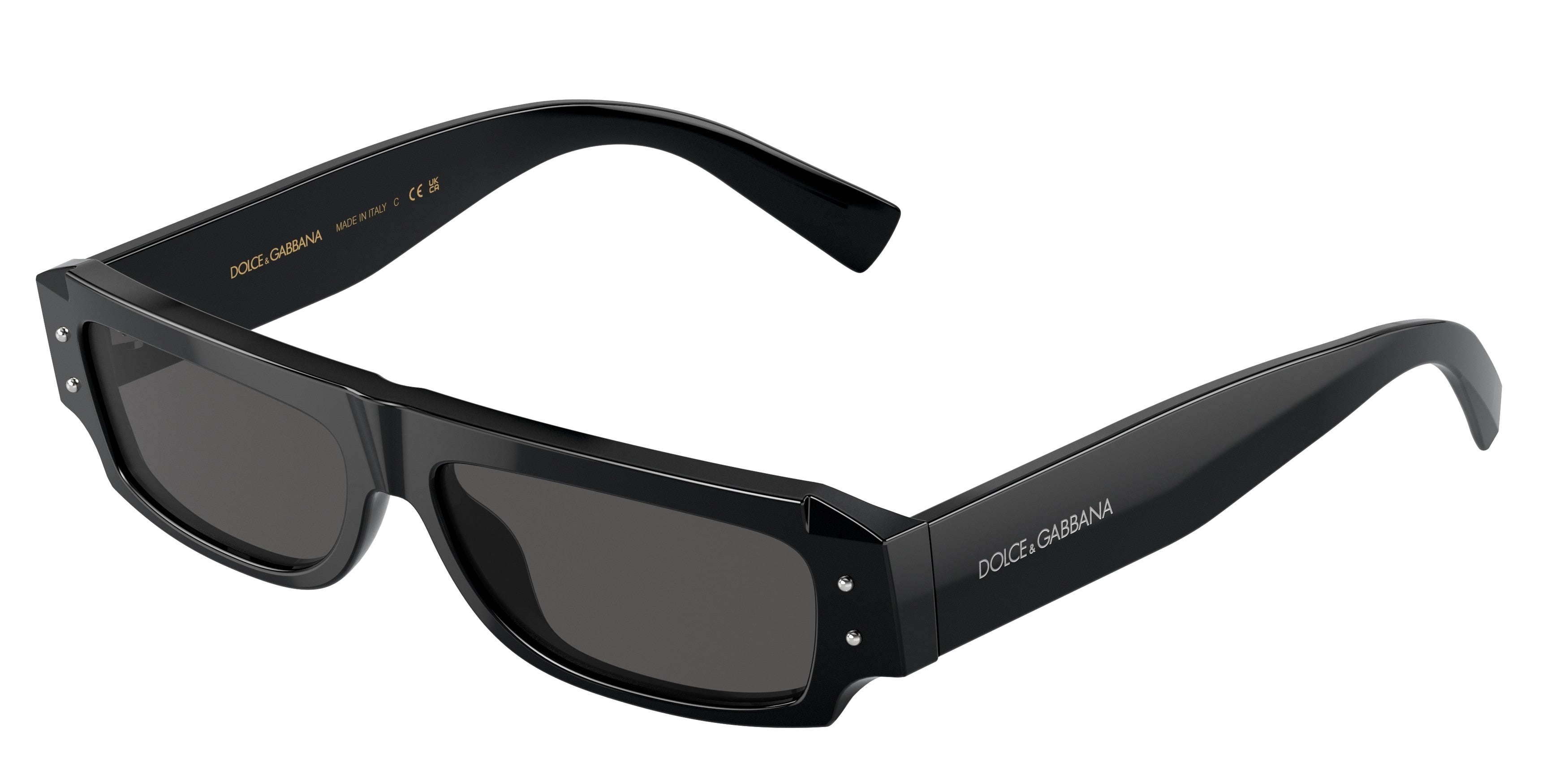 DOLCE & GABBANA DG4458 Rectangle Sunglasses 501/87-Black 55-145-14 - Color Map Black