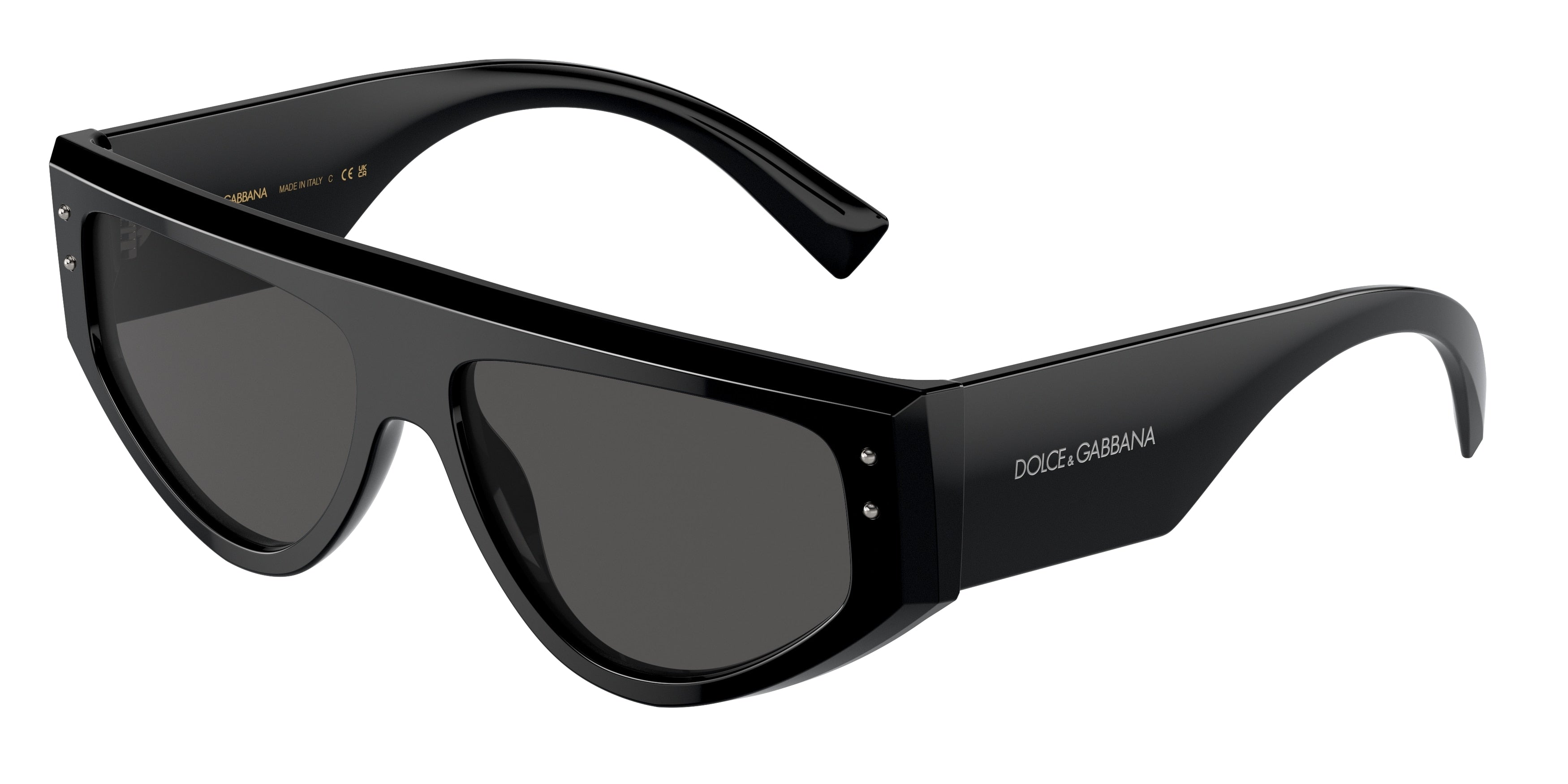 DOLCE & GABBANA DG4461 Rectangle Sunglasses 501/87-Black 57-145-15 - Color Map Black