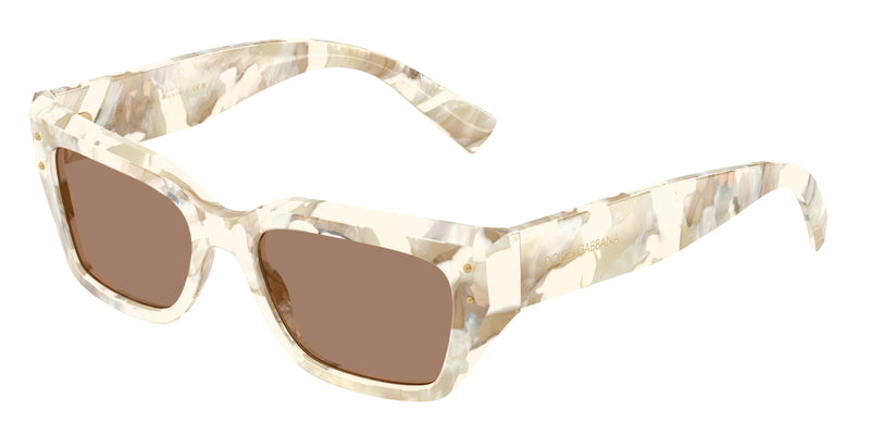 DOLCE & GABBANA DG4462 Cat Eye Sunglasses 346173-Pearl Havana Cream 52-145-18 - Color Map White