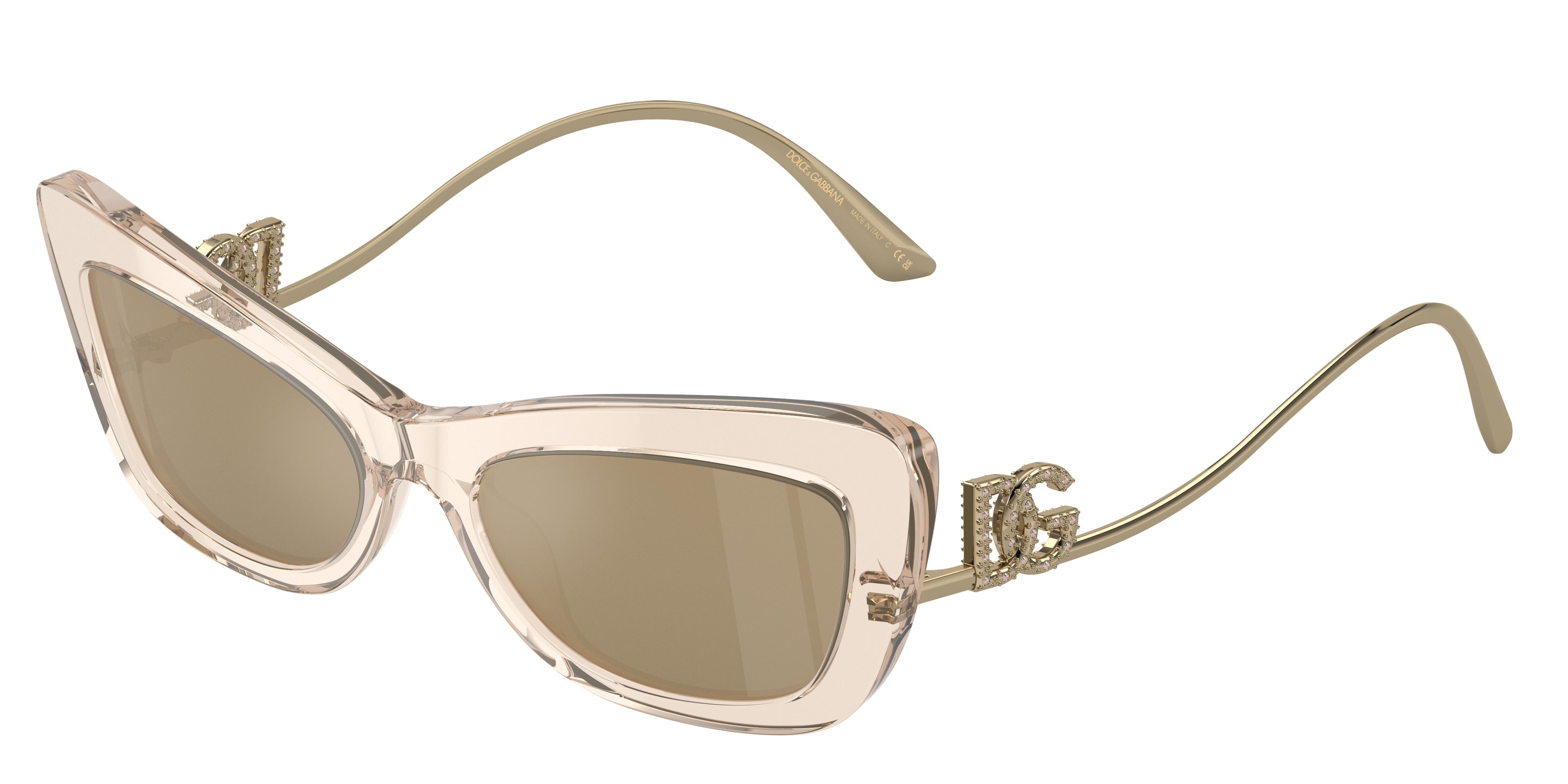 DOLCE & GABBANA DG4467B Cat Eye Sunglasses 343203-Transparent Camel 55-145-18 - Color Map Brown