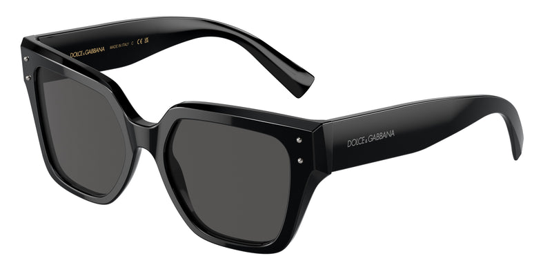 DOLCE & GABBANA DG4471F Square Sunglasses 501/87-Black 52-145-18 - Color Map Black