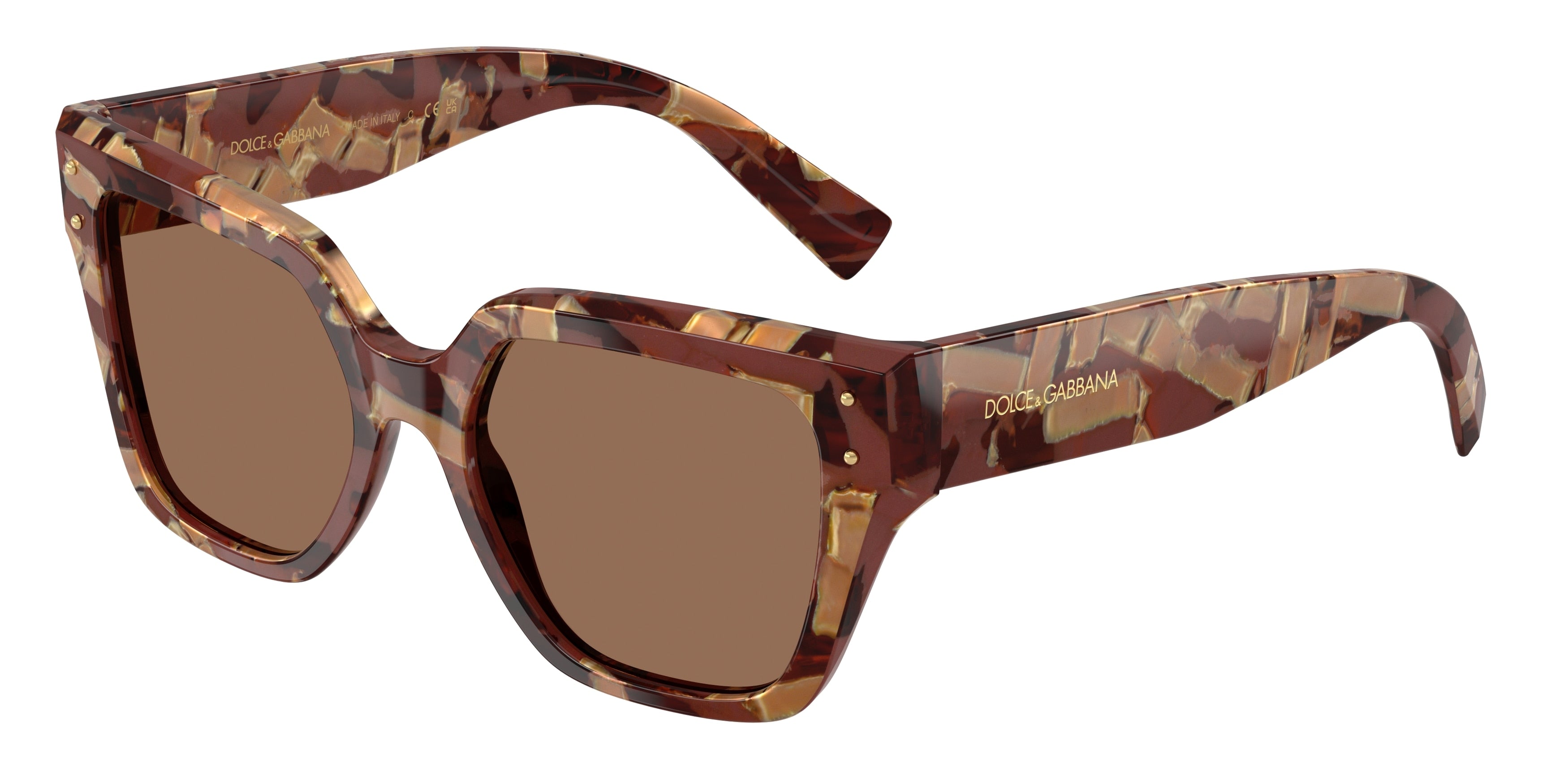 DOLCE & GABBANA DG4471 Square Sunglasses 346273-Pearl Havana Brown 52-145-18 - Color Map Brown