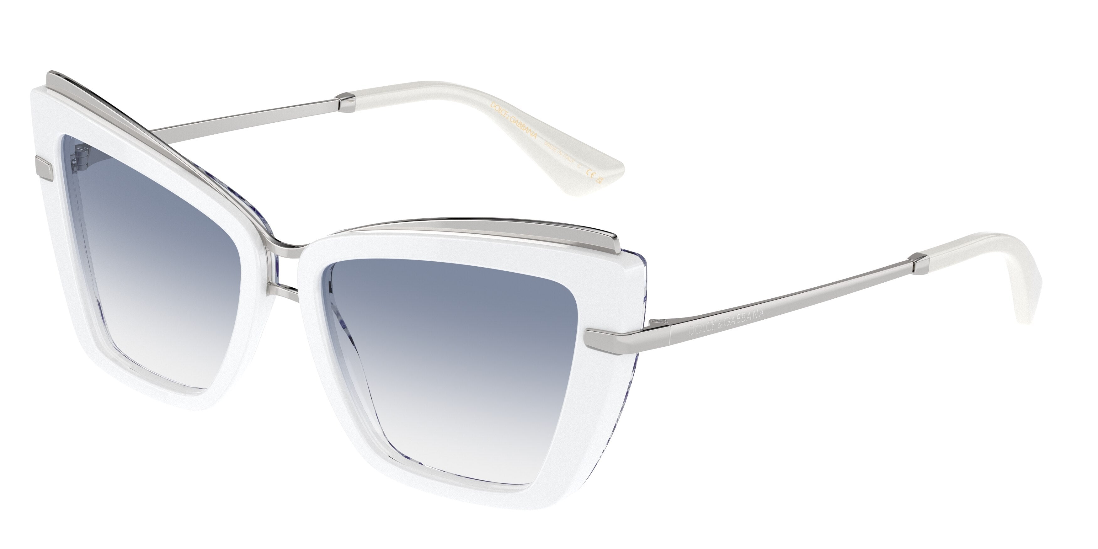 DOLCE & GABBANA DG4472 Cat Eye Sunglasses 337119-White On Blue Maiolica 54-145-17 - Color Map White