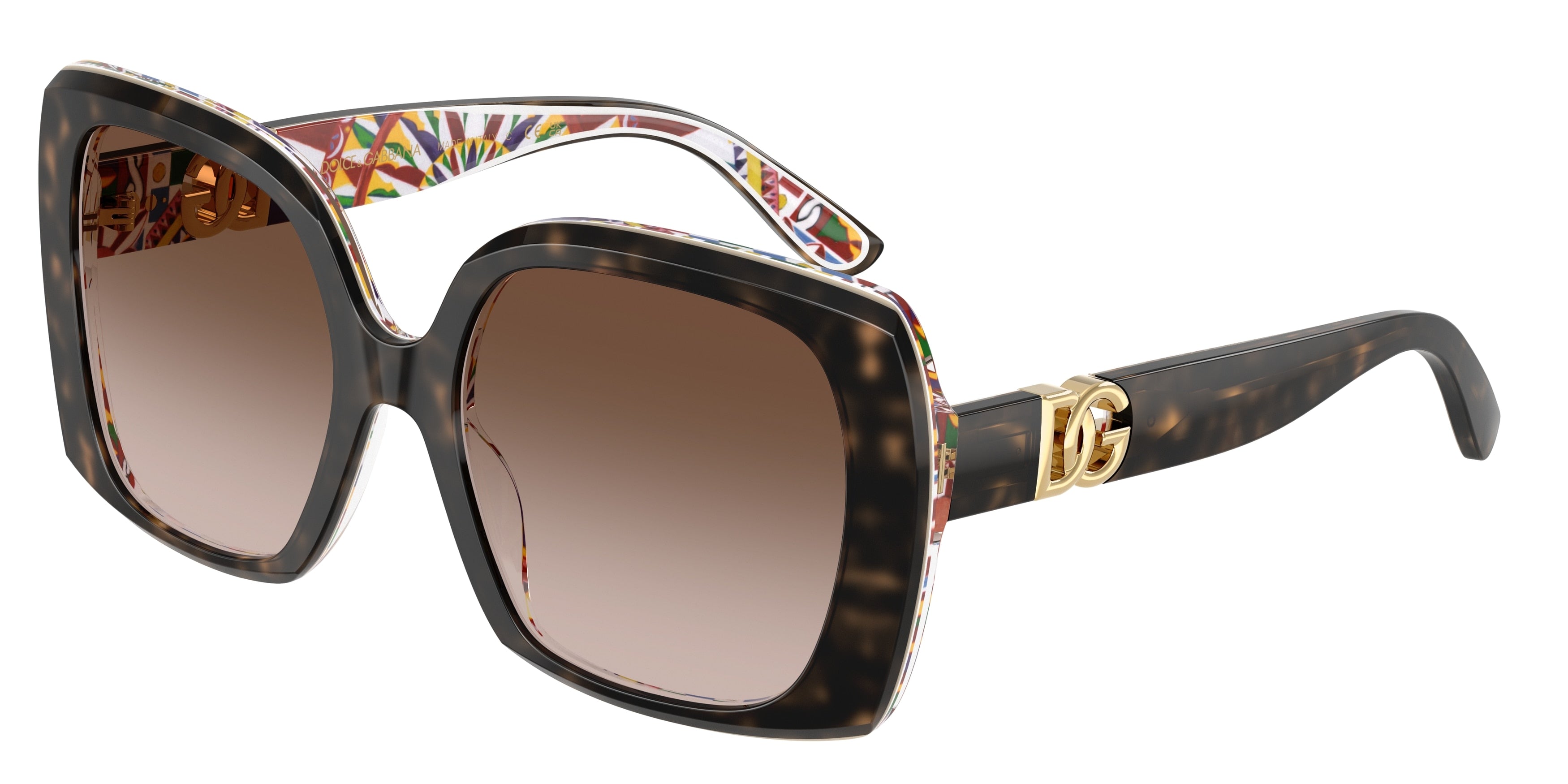 DOLCE & GABBANA DG4475 Square Sunglasses 321713-Havana On White Barrow 56-145-19 - Color Map Tortoise
