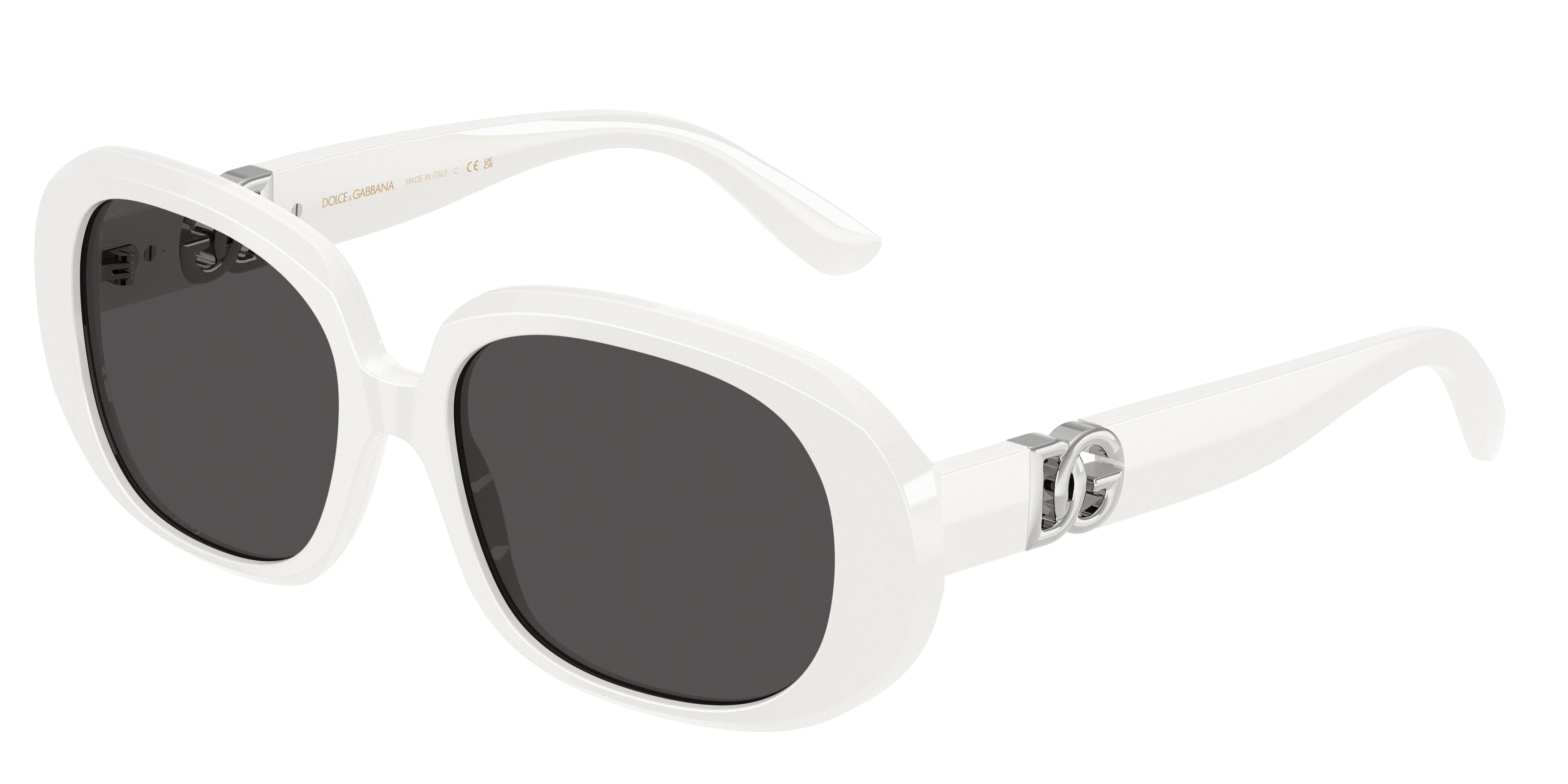 DOLCE & GABBANA DG4476 Oval Sunglasses 331287-White 56-145-17 - Color Map White