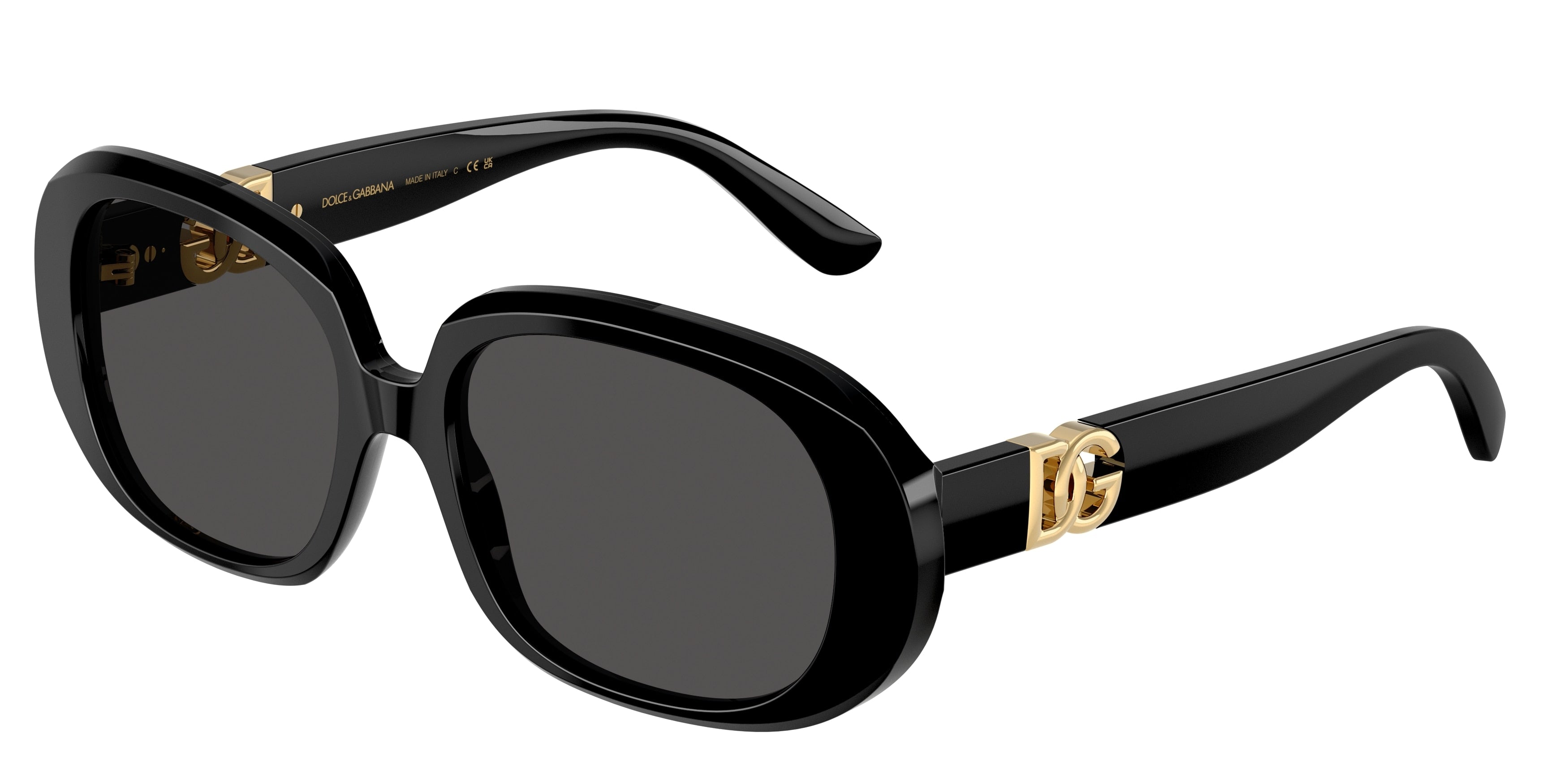 DOLCE & GABBANA DG4476 Oval Sunglasses 501/87-Black 56-145-17 - Color Map Black