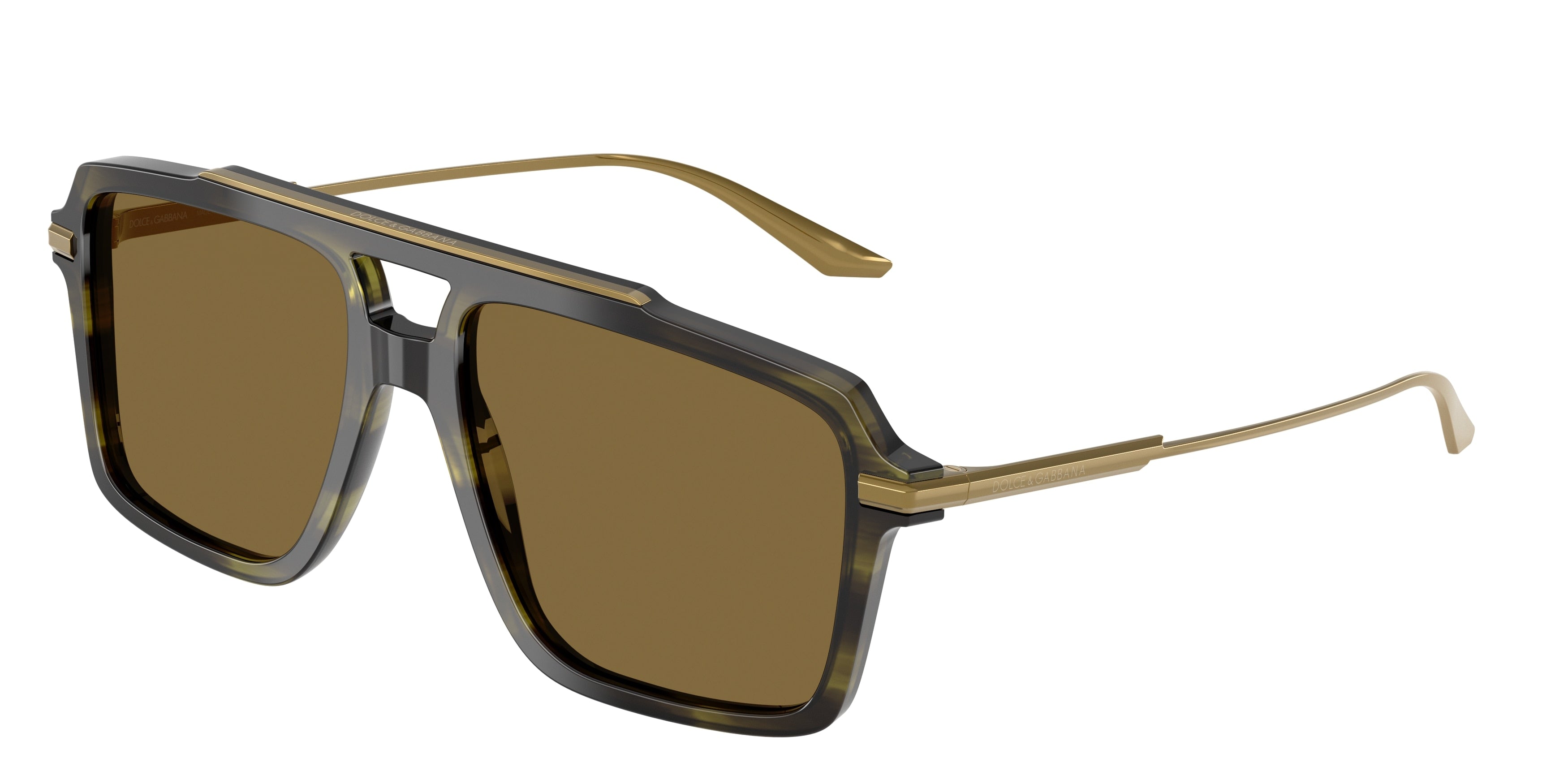 DOLCE & GABBANA DG4477 Pilot Sunglasses 3447S7-Striped Olive 56-145-17 - Color Map Green