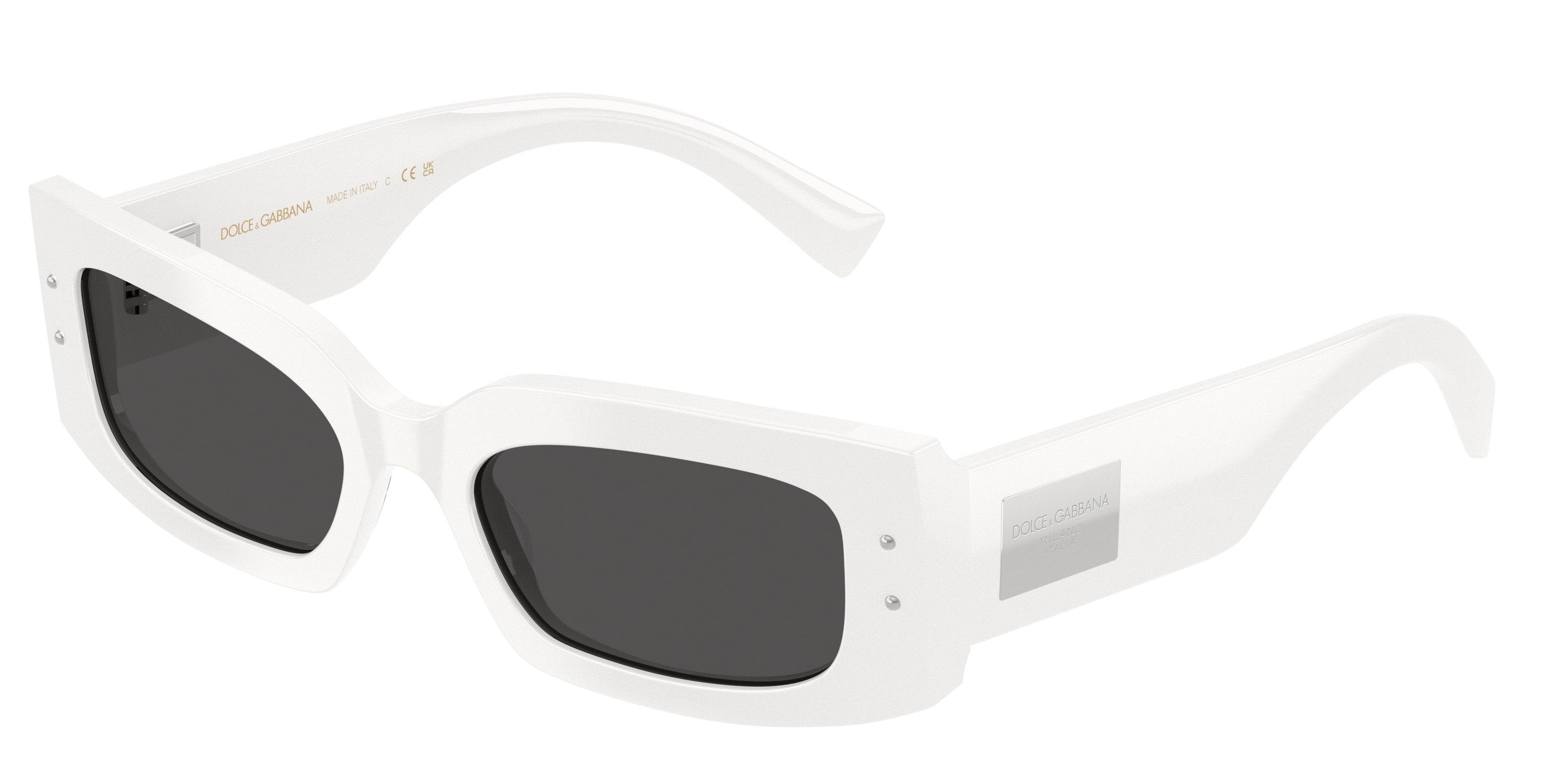 DOLCE & GABBANA DG4479F Rectangle Sunglasses 331287-White 55-140-20 - Color Map White