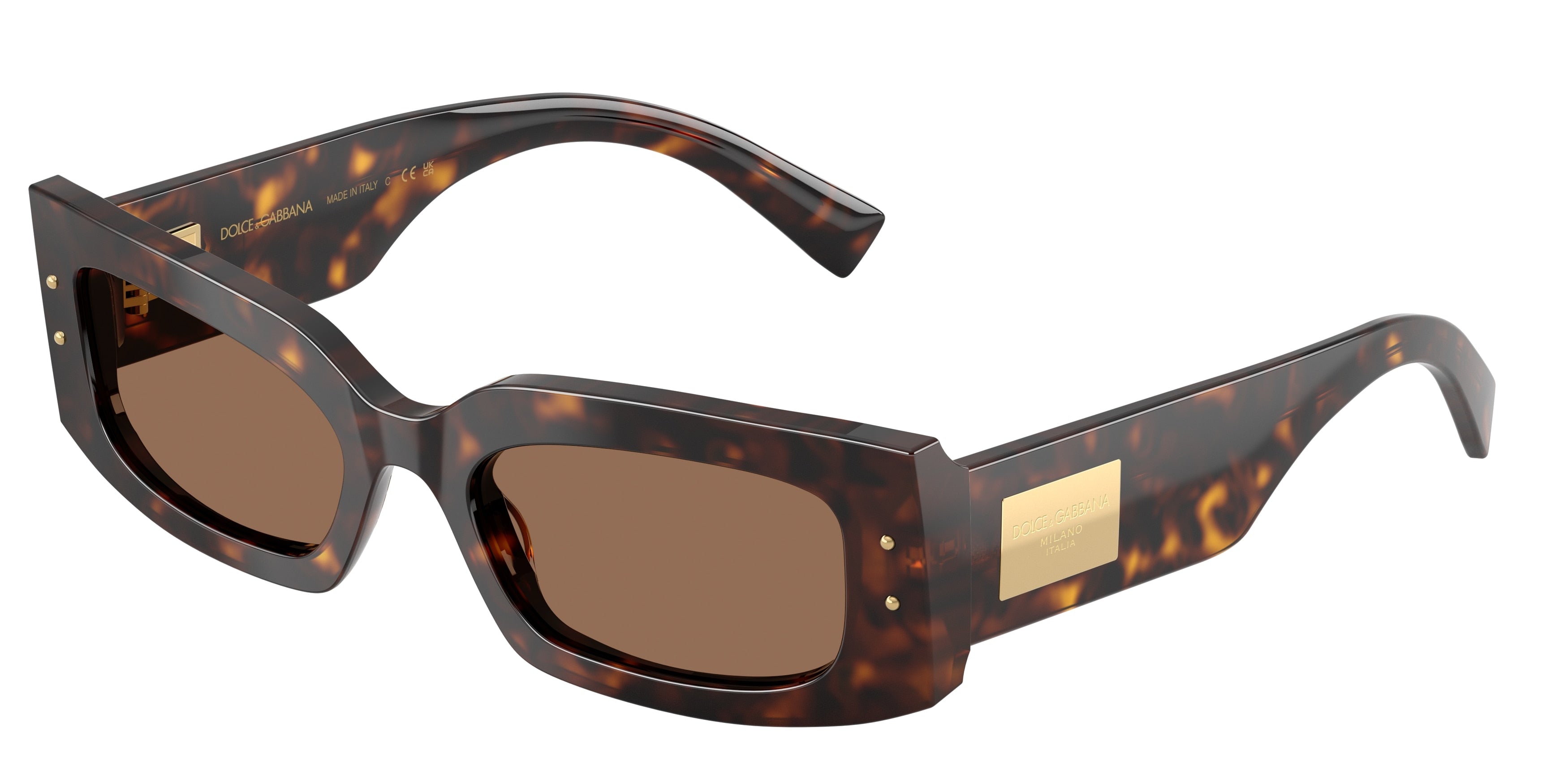 DOLCE & GABBANA DG4479 Rectangle Sunglasses 502/73-Havana 55-140-20 - Color Map Tortoise