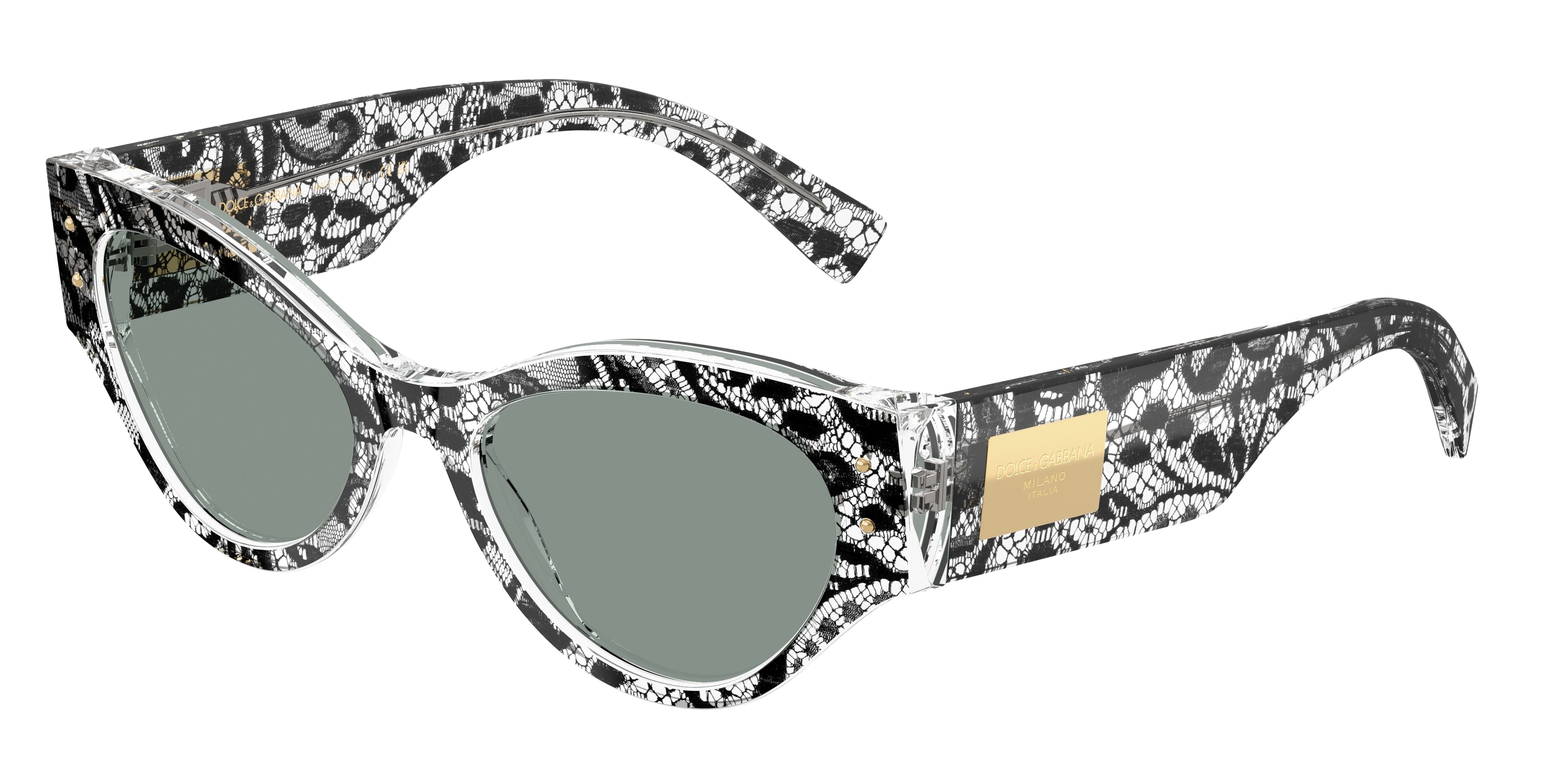 DOLCE & GABBANA DG4480F Butterfly Sunglasses  3287/1-Black Lace 53-140-19 - Color Map Black