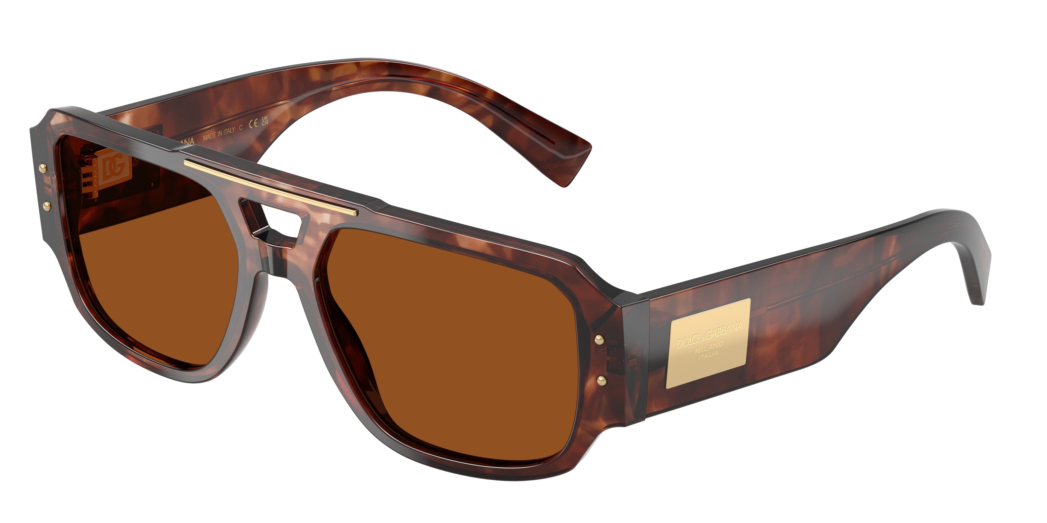 DOLCE & GABBANA DG4482F Pilot Sunglasses 322273-Dark Red Havana 57-140-18 - Color Map Red