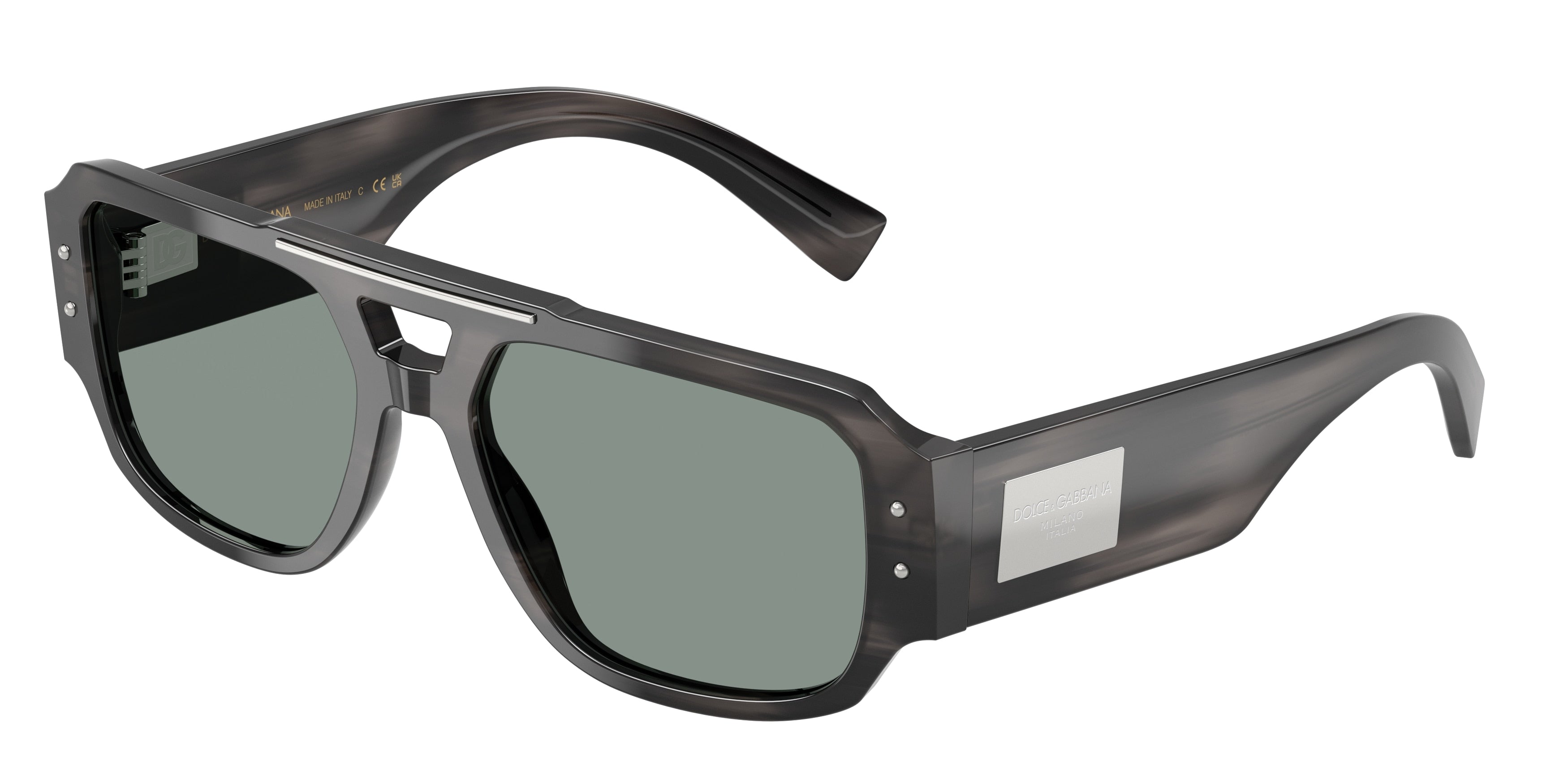 DOLCE & GABBANA DG4482F Pilot Sunglasses 3440/1-Striped Grey 57-140-18 - Color Map Grey