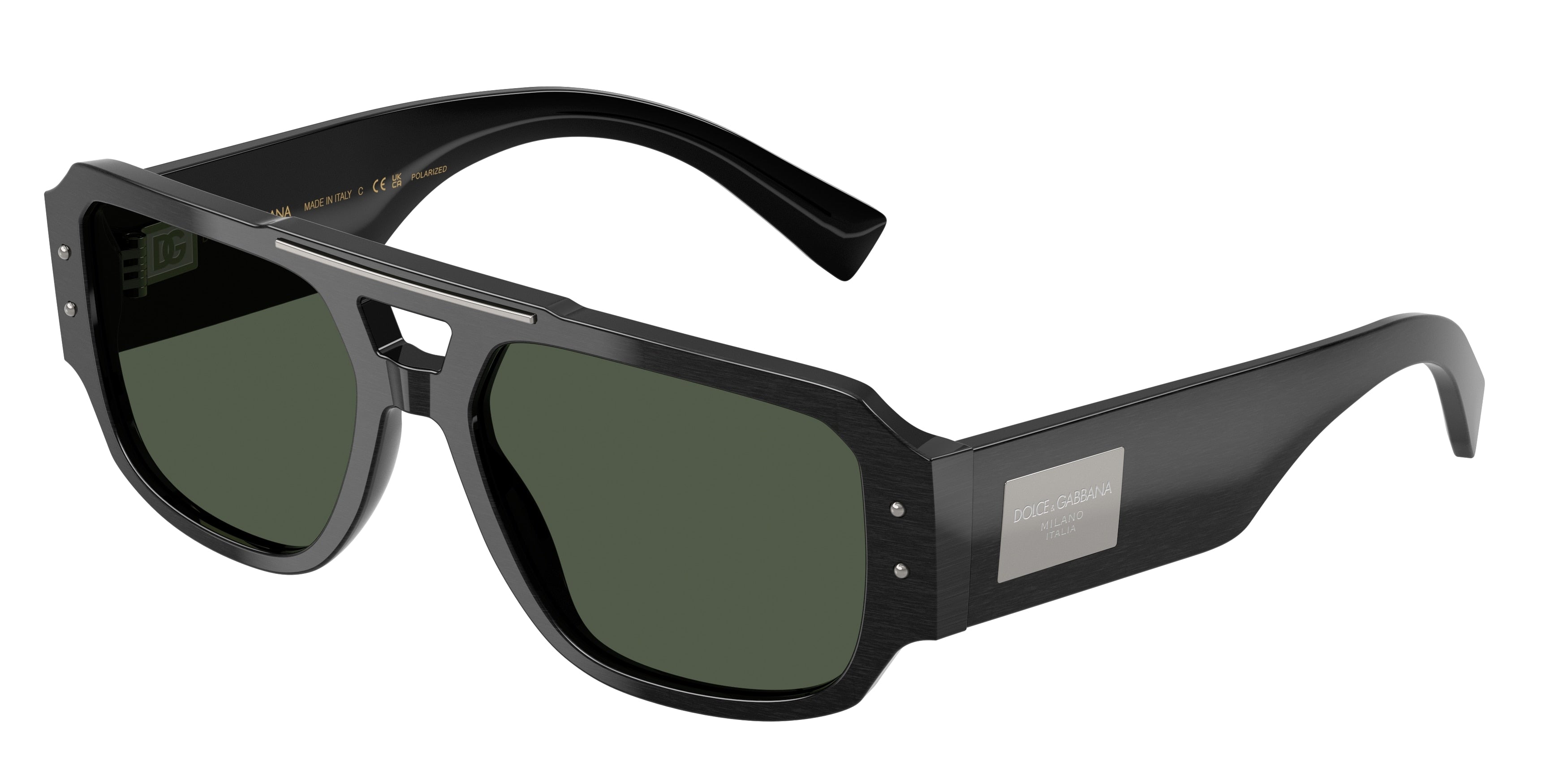DOLCE & GABBANA DG4482 Pilot Sunglasses 28209A-Brushed Black 57-140-18 - Color Map Black
