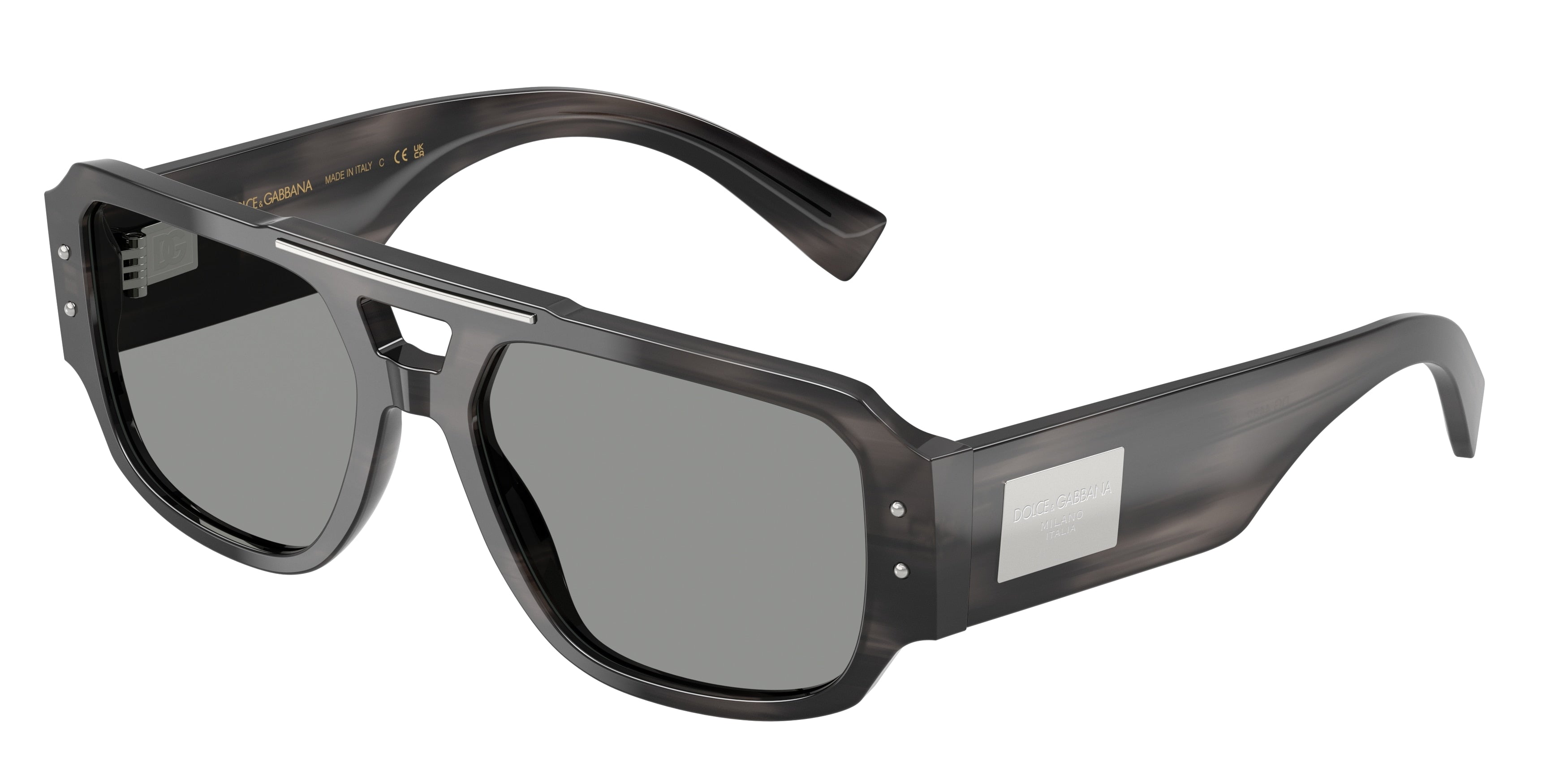 DOLCE & GABBANA DG4482 Pilot Sunglasses 3440/1-Striped Grey 57-140-18 - Color Map Grey