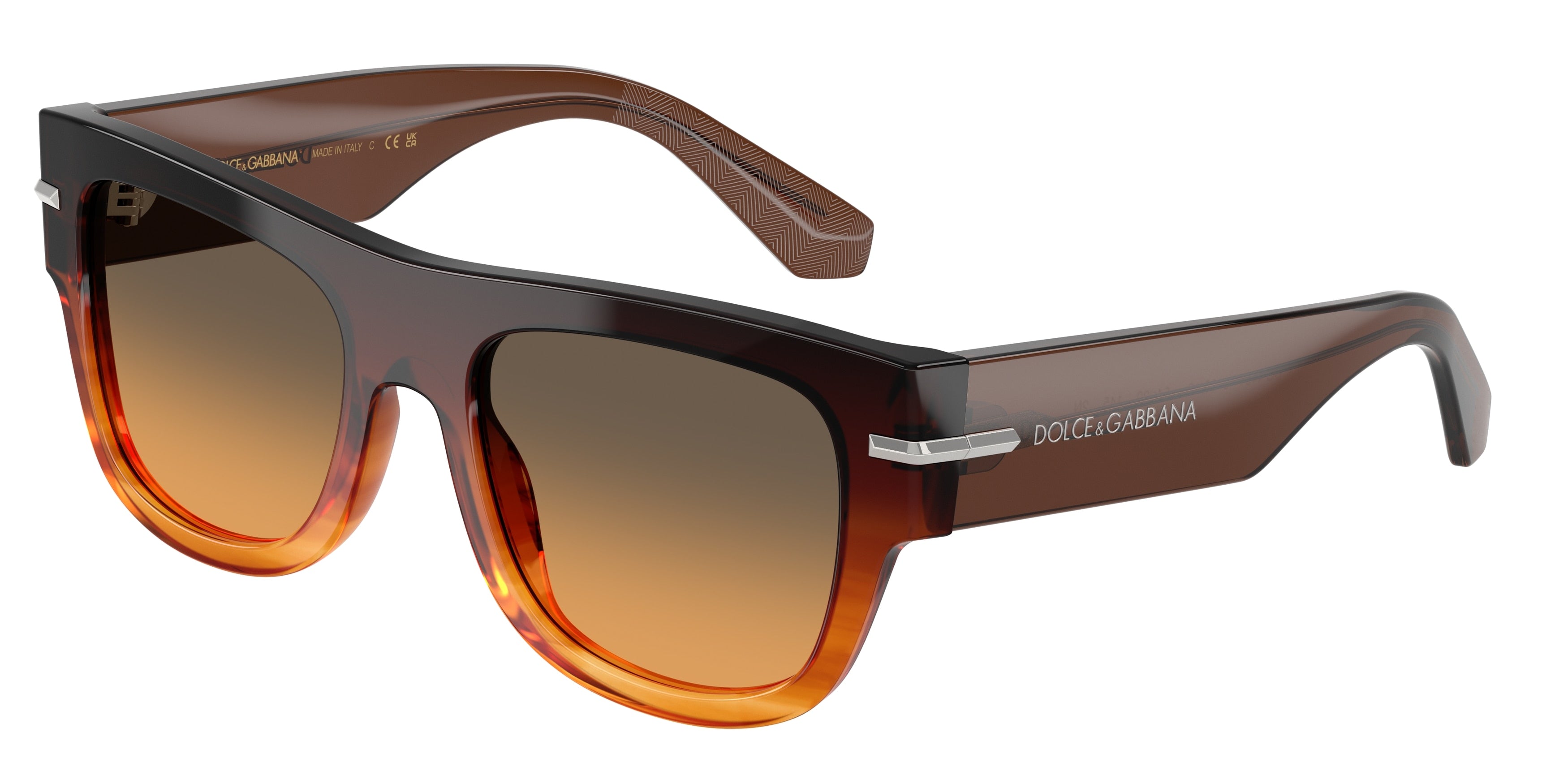 DOLCE & GABBANA DG4484 Square Sunglasses 348618-Gradient Striped Brown 54-145-20 - Color Map Brown