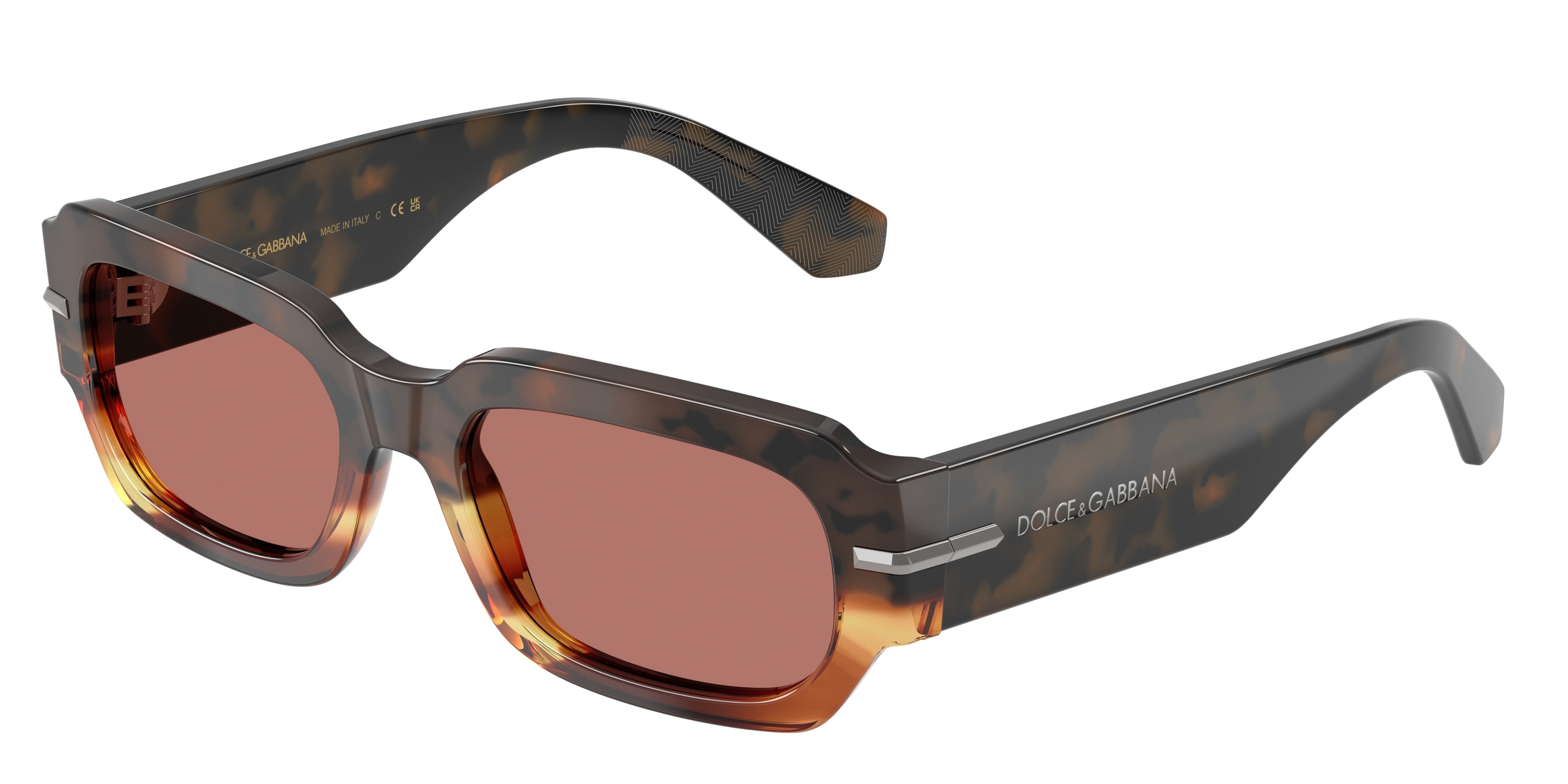 DOLCE & GABBANA DG4485 Rectangle Sunglasses 3438M6-Havana Warm Brown 54-145-19 - Color Map Brown
