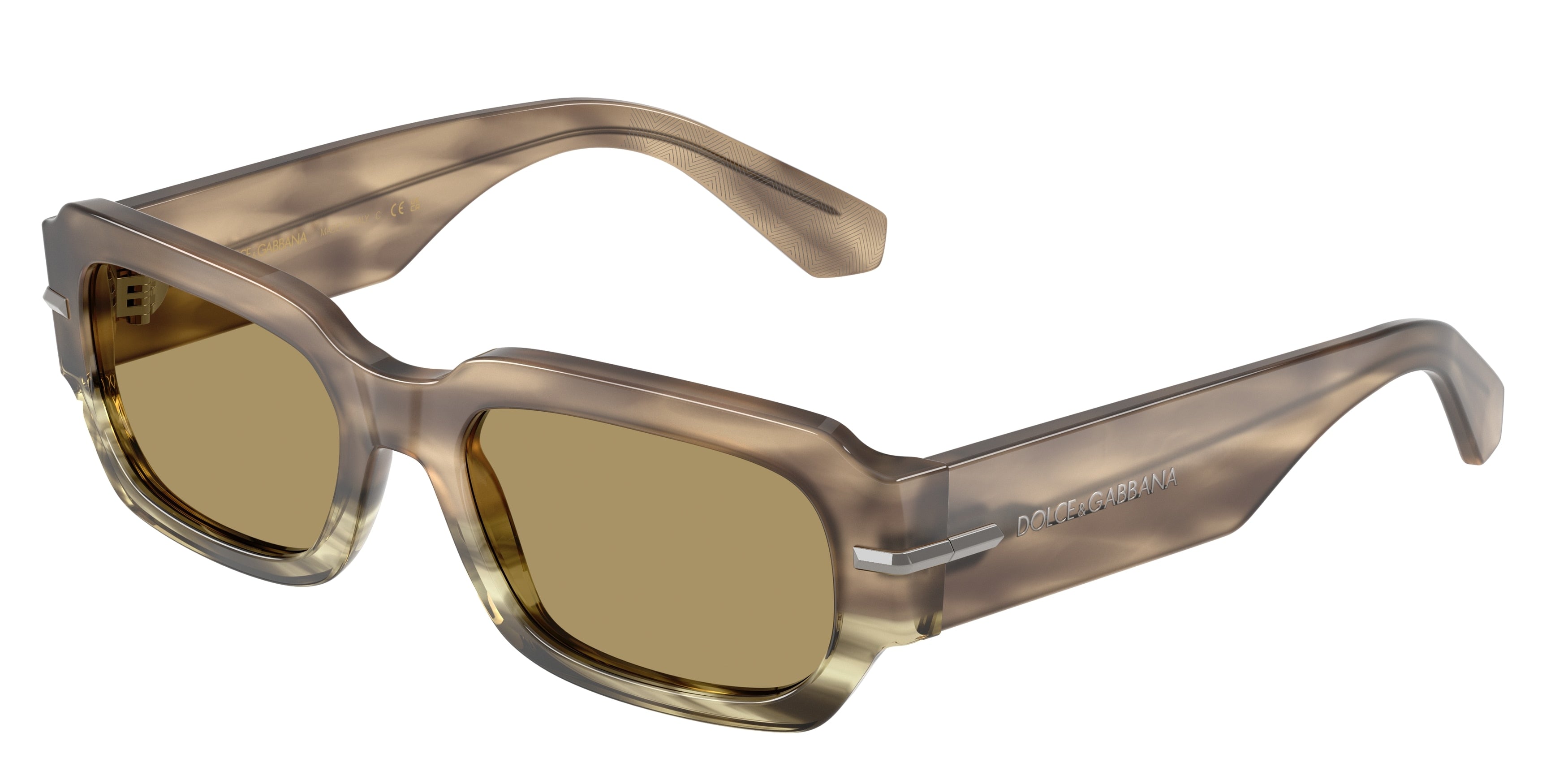 DOLCE & GABBANA DG4485 Rectangle Sunglasses 3439/2-Havana Green 54-145-19 - Color Map Brown