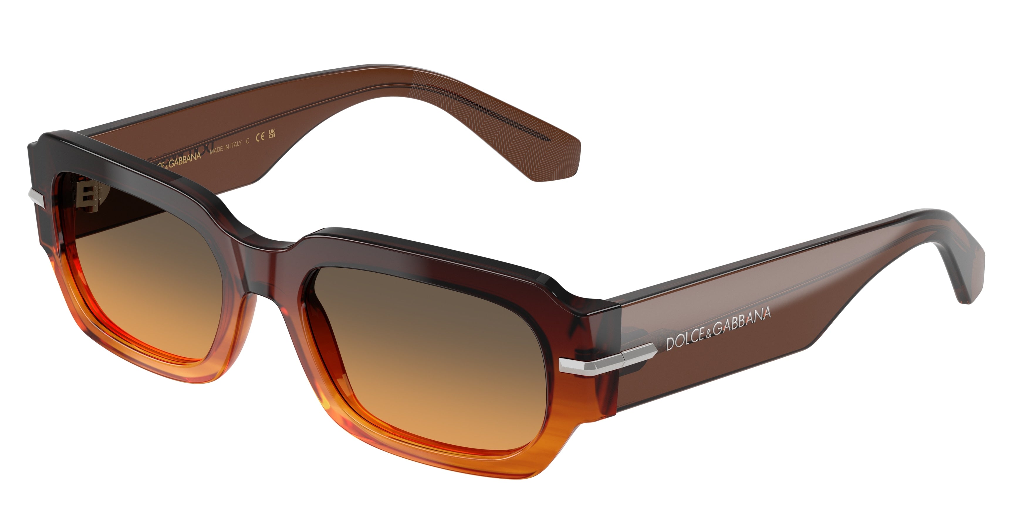 DOLCE & GABBANA DG4485 Rectangle Sunglasses 348618-Gradient Striped Brown 54-145-19 - Color Map Brown
