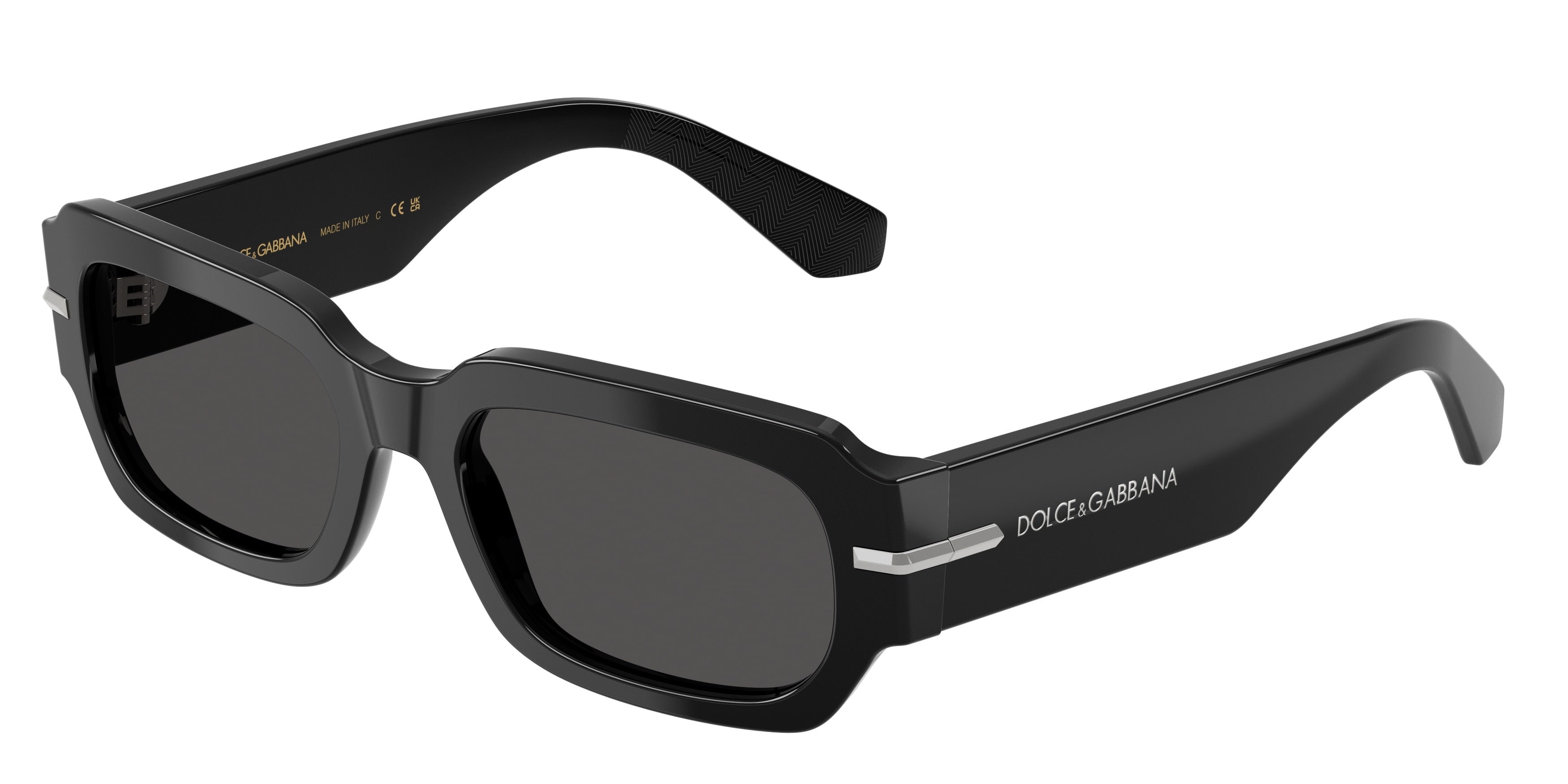 DOLCE & GABBANA DG4485 Rectangle Sunglasses 501/87-Black 54-145-19 - Color Map Black